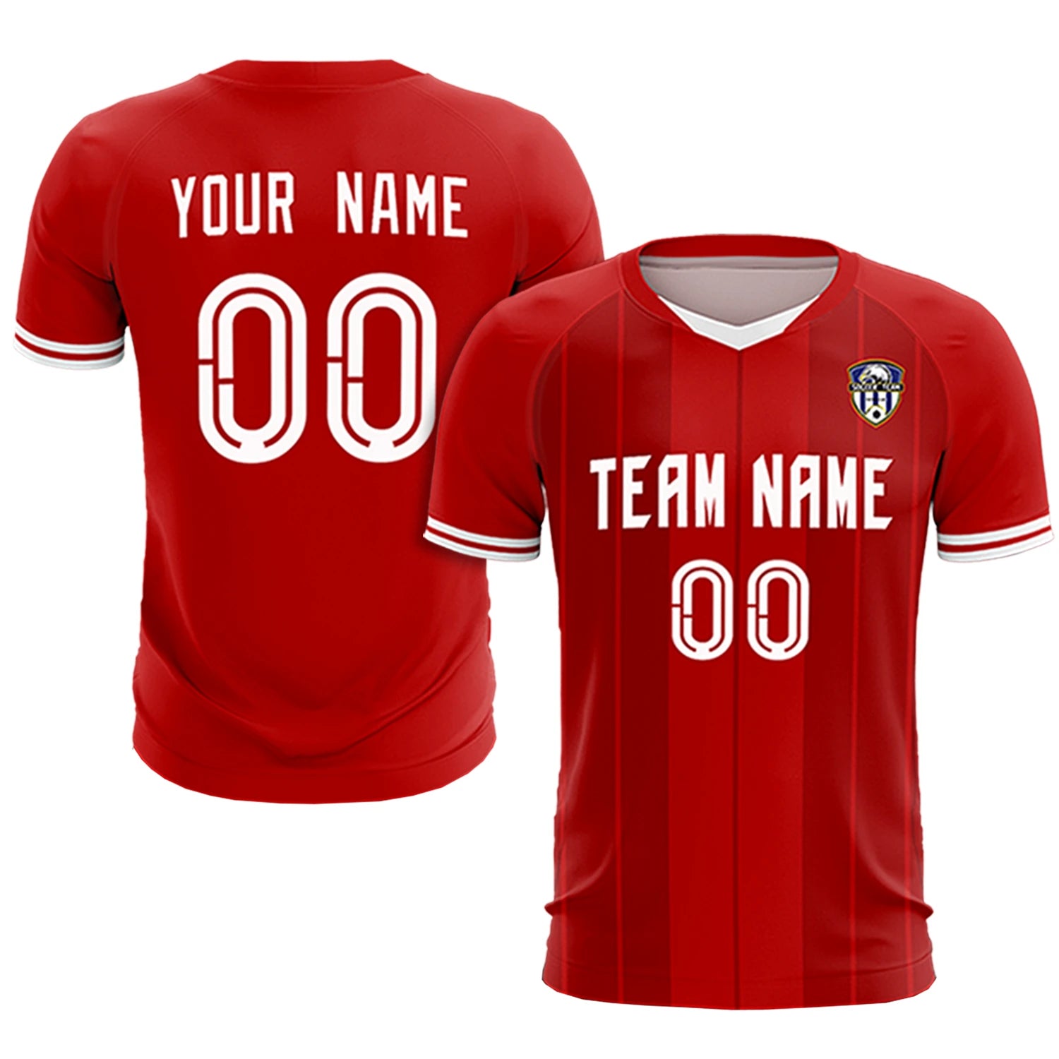 Custom Red White-Black Design Uniform Soccer Sets Jersey