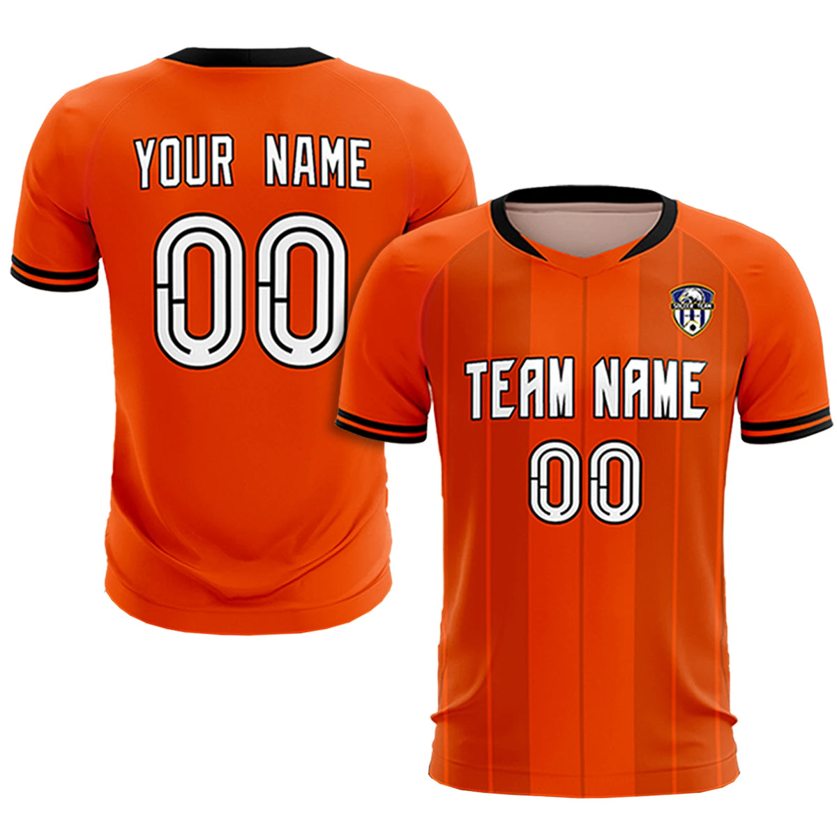 Custom Orange Black-Black Design Uniform Soccer Sets Jersey