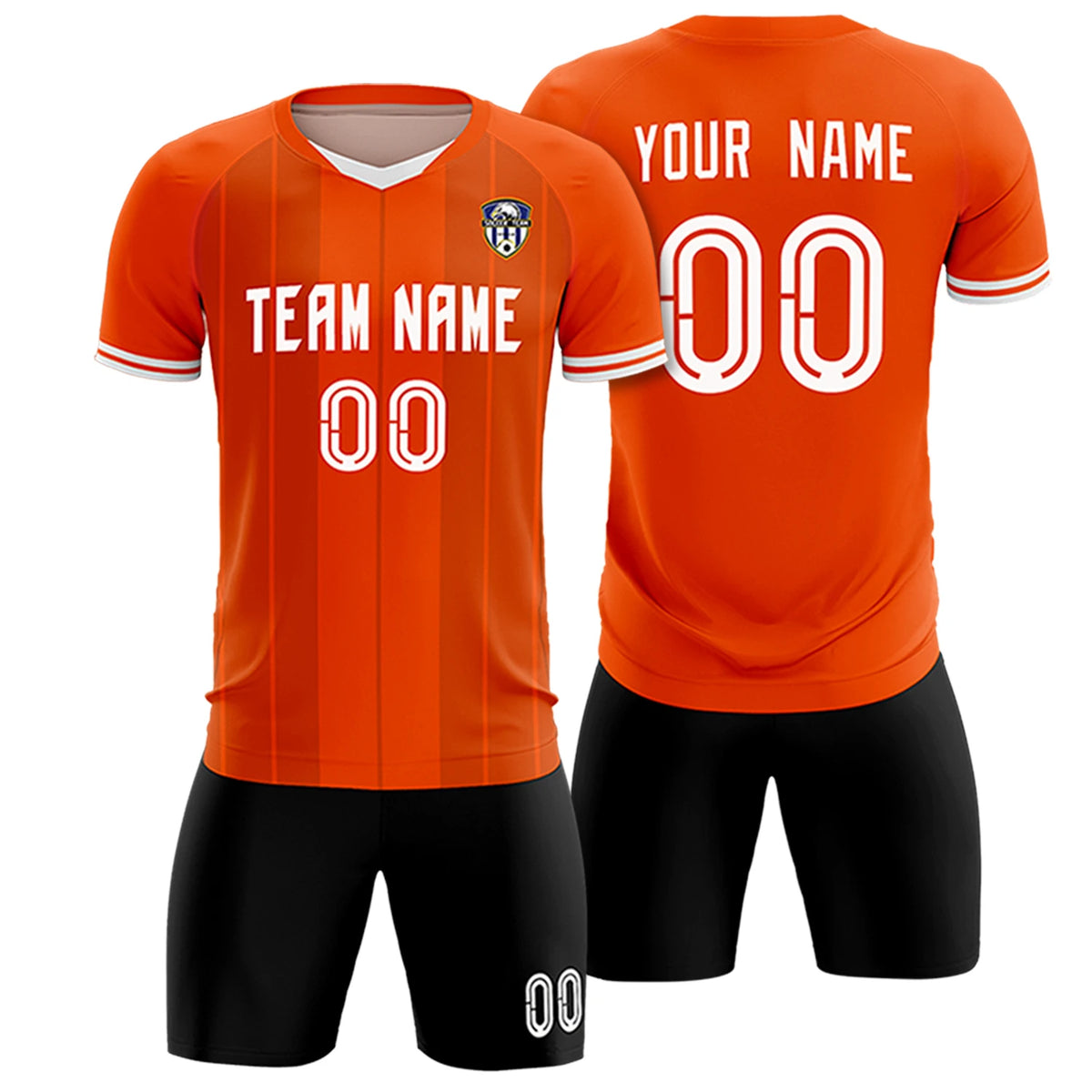 Custom Orange White-Black Design Uniform Soccer Sets Jersey