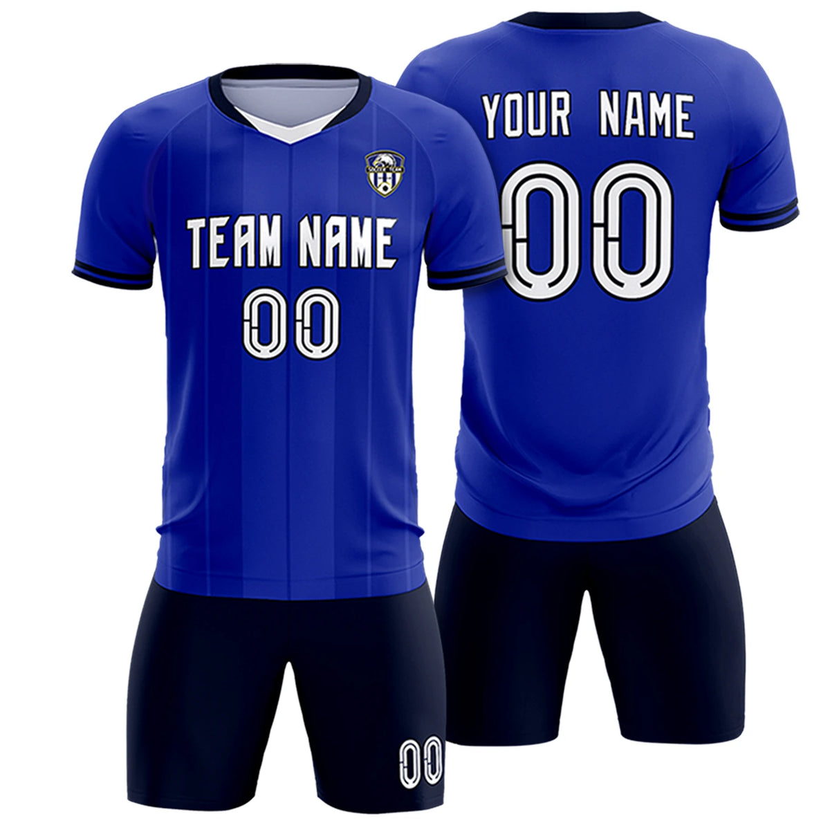 Custom Royal Blue-Navy Navy Design Uniform Soccer Sets Jersey