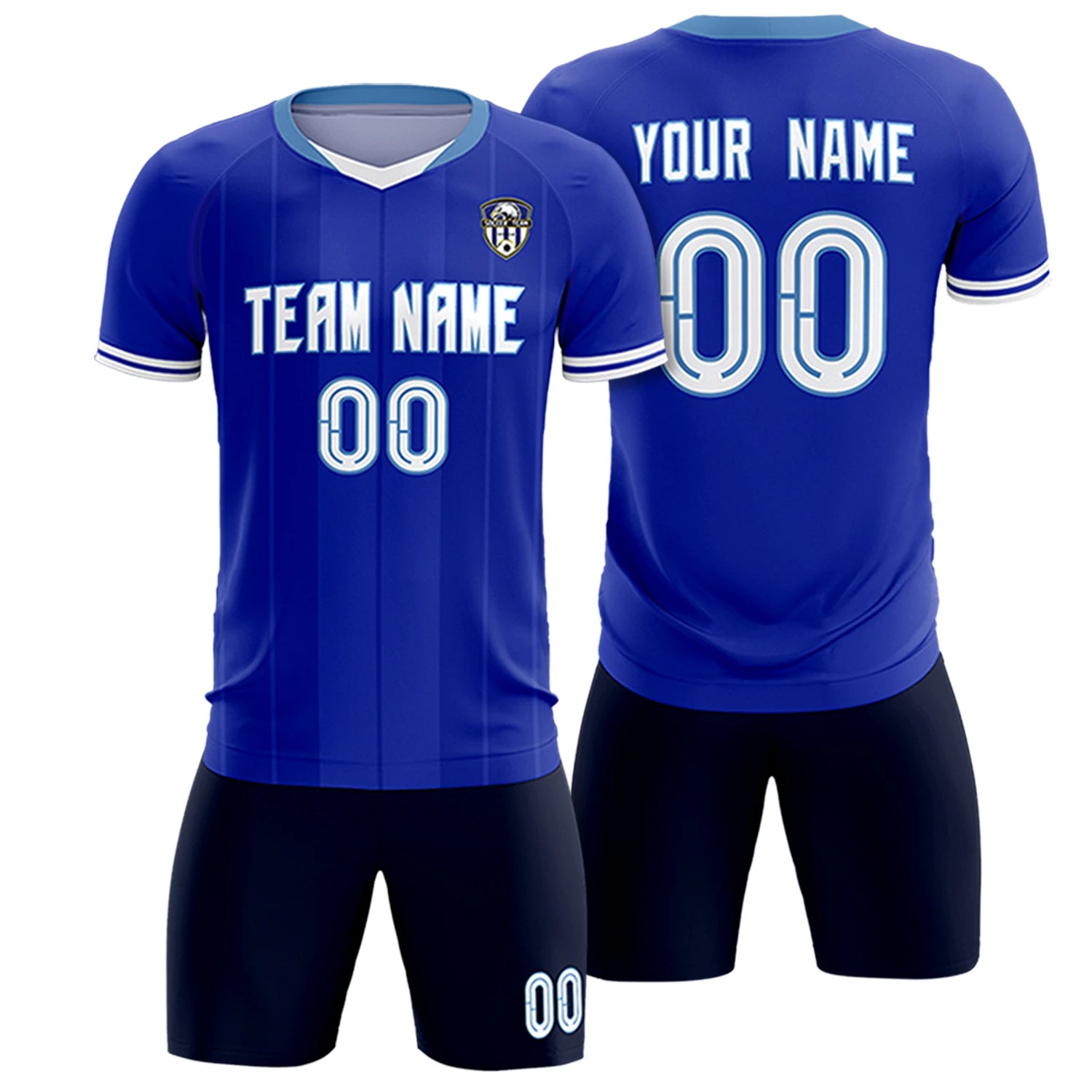 Custom Royal Blue-Light Blue Navy Design Uniform Soccer Sets Jersey