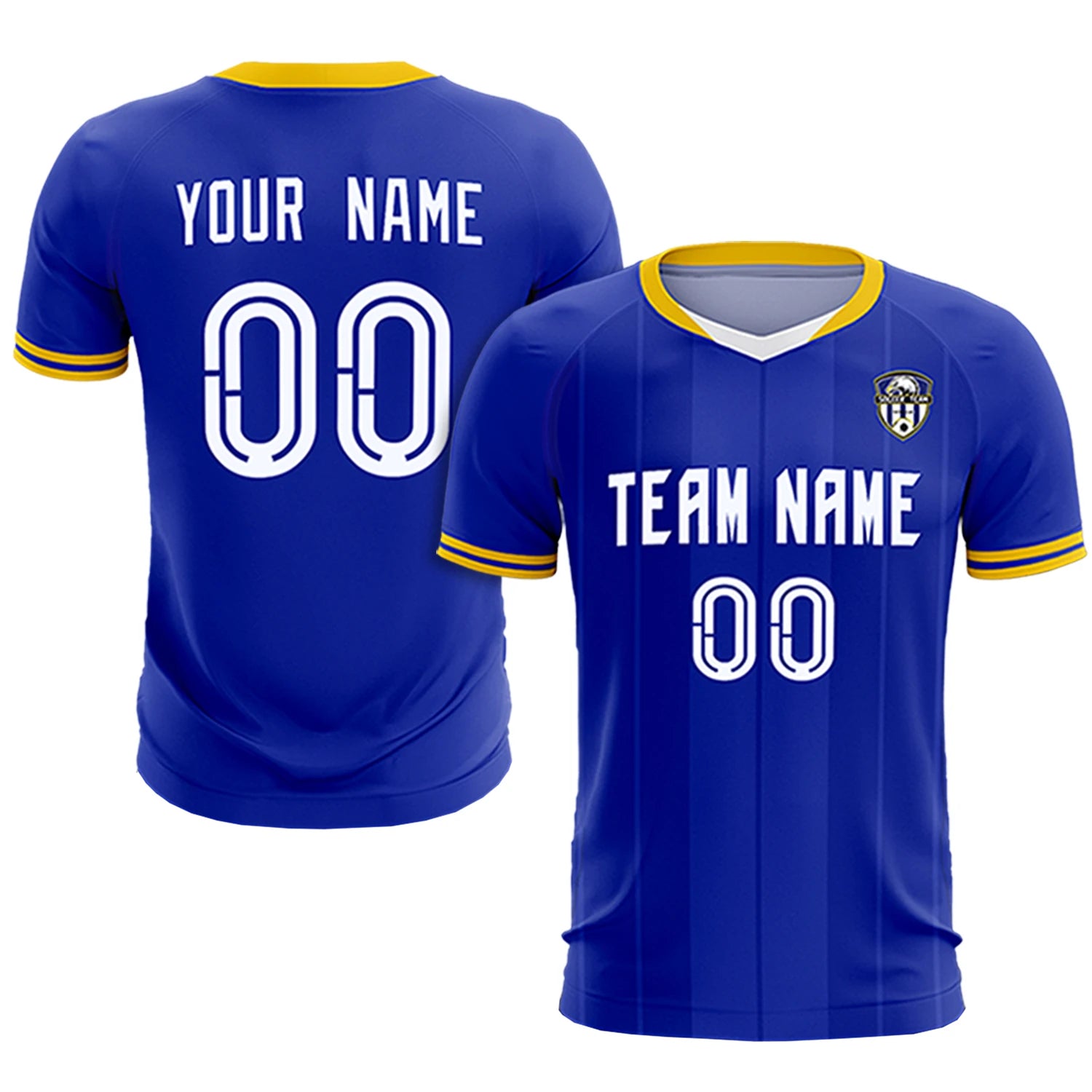 Custom Royal Blue-Old Gold Navy Design Uniform Soccer Sets Jersey