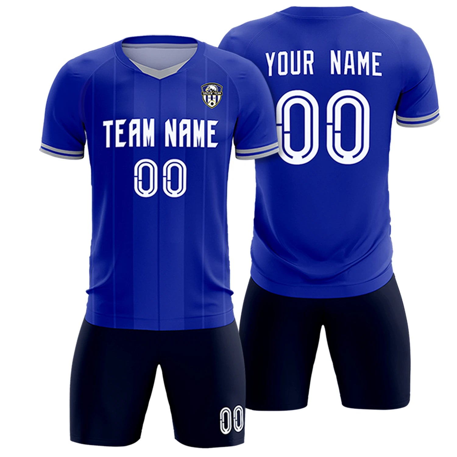 Custom Royal Blue-Gray Navy Design Uniform Soccer Sets Jersey
