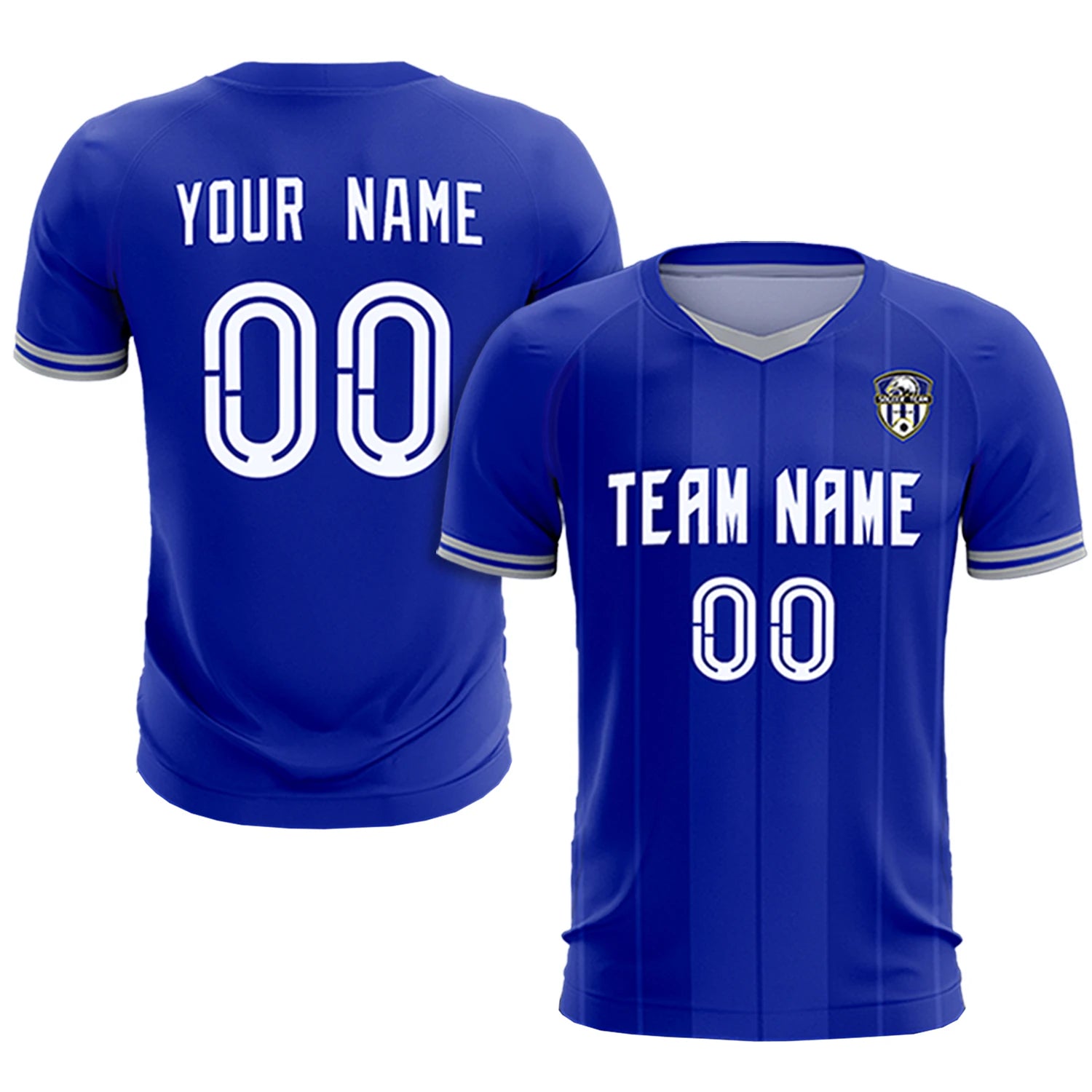 Custom Royal Blue-Gray Navy Design Uniform Soccer Sets Jersey