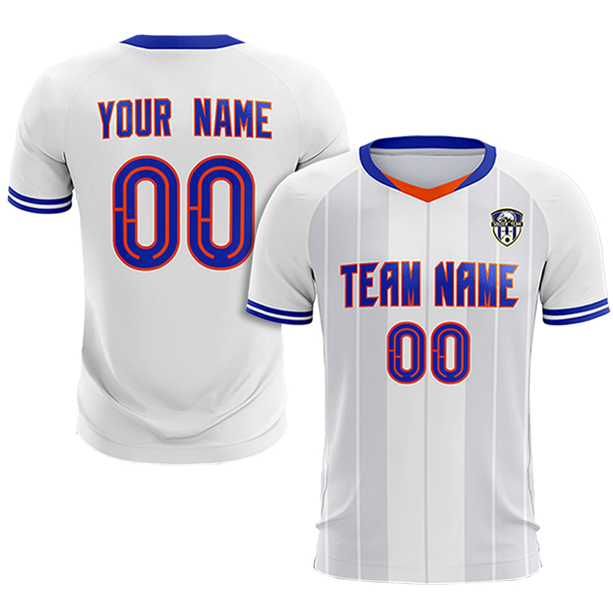 Custom White Orange-Navy Design Uniform Soccer Sets Jersey