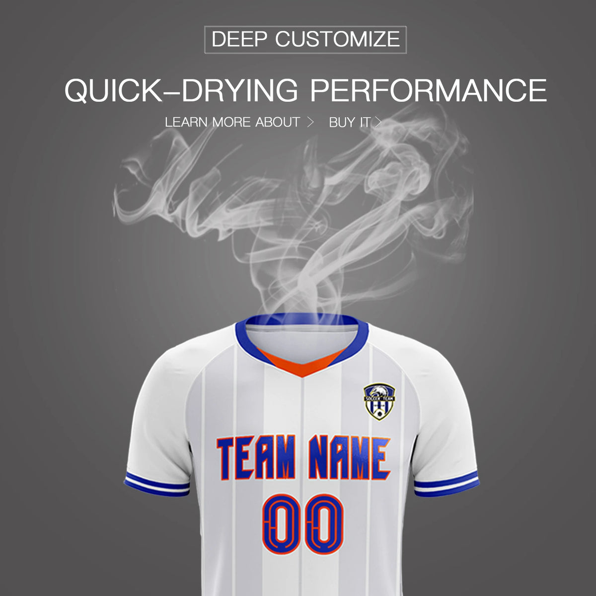 Custom White Orange-Navy Design Uniform Soccer Sets Jersey