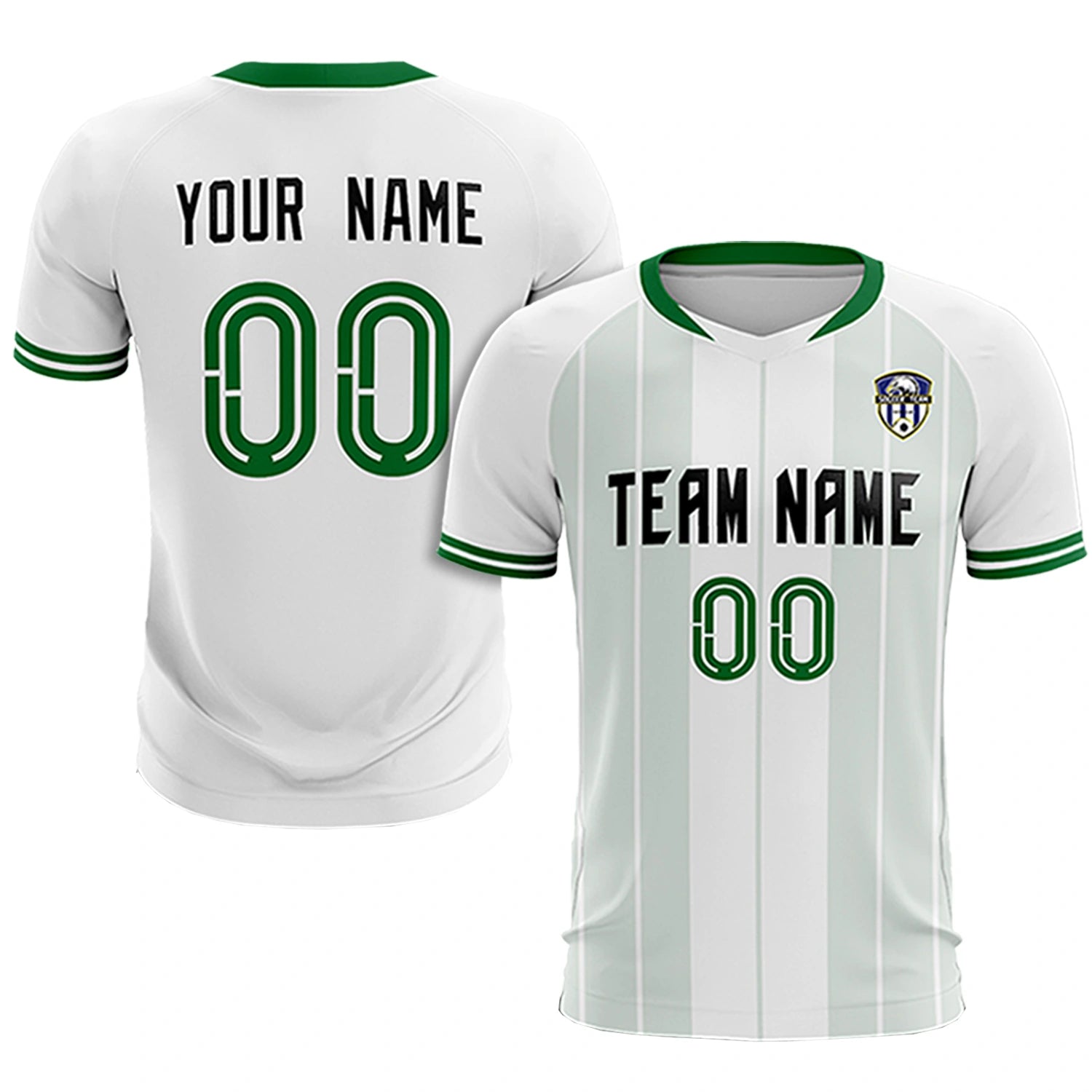Custom White Kelly Green-Black Design Uniform Soccer Sets Jersey