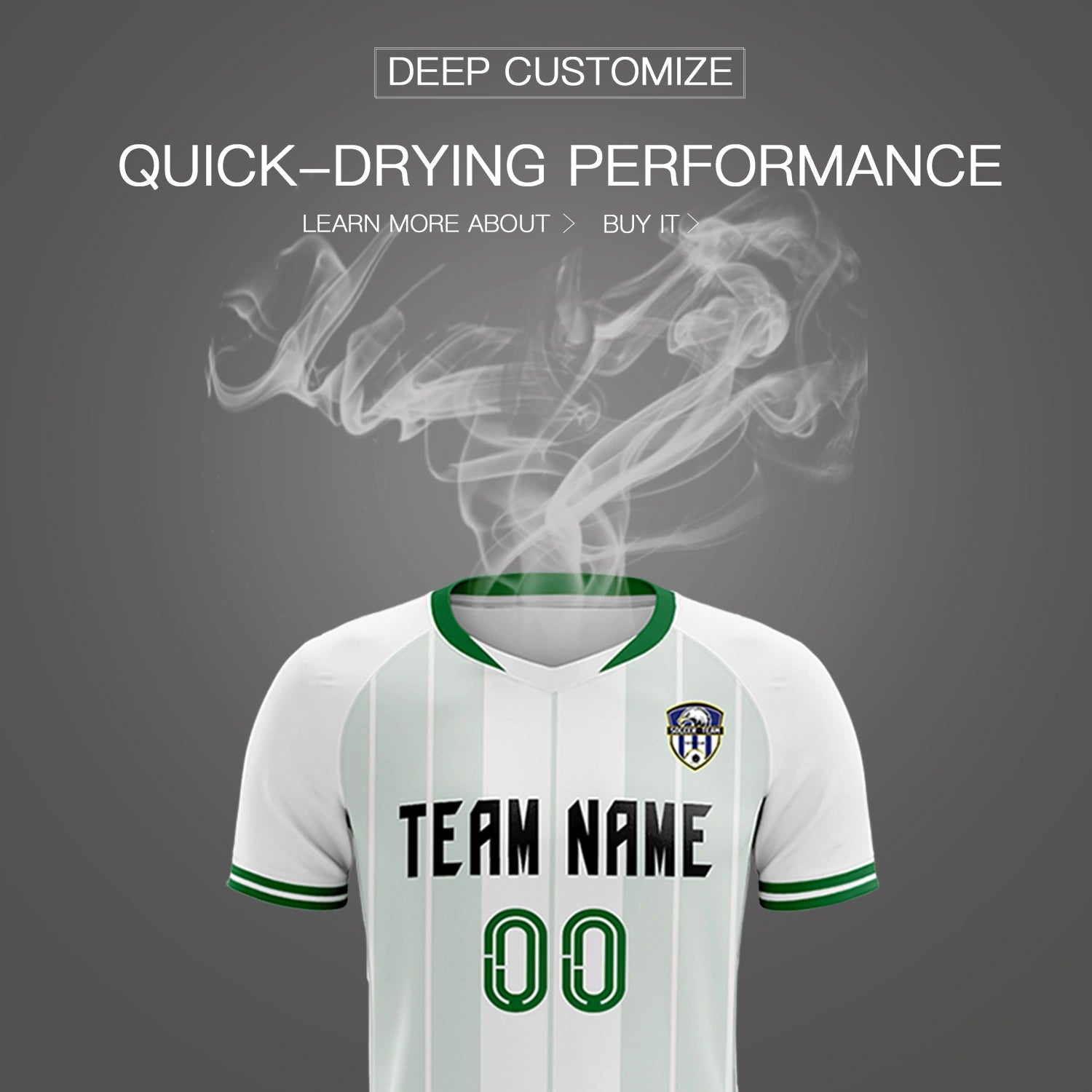 Custom White Kelly Green-Black Design Uniform Soccer Sets Jersey