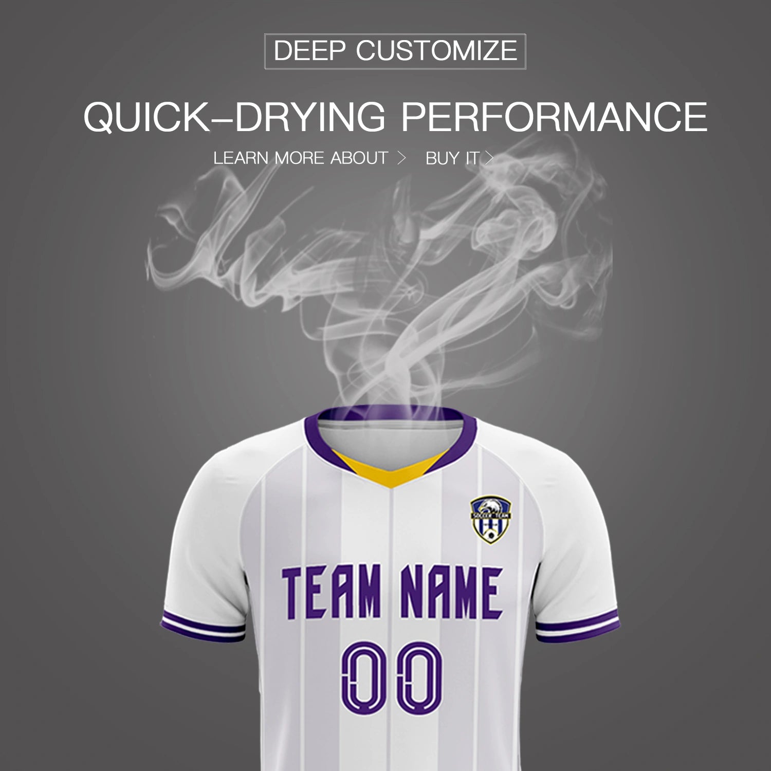 Custom White Old Gold-Purple Design Uniform Soccer Sets Jersey