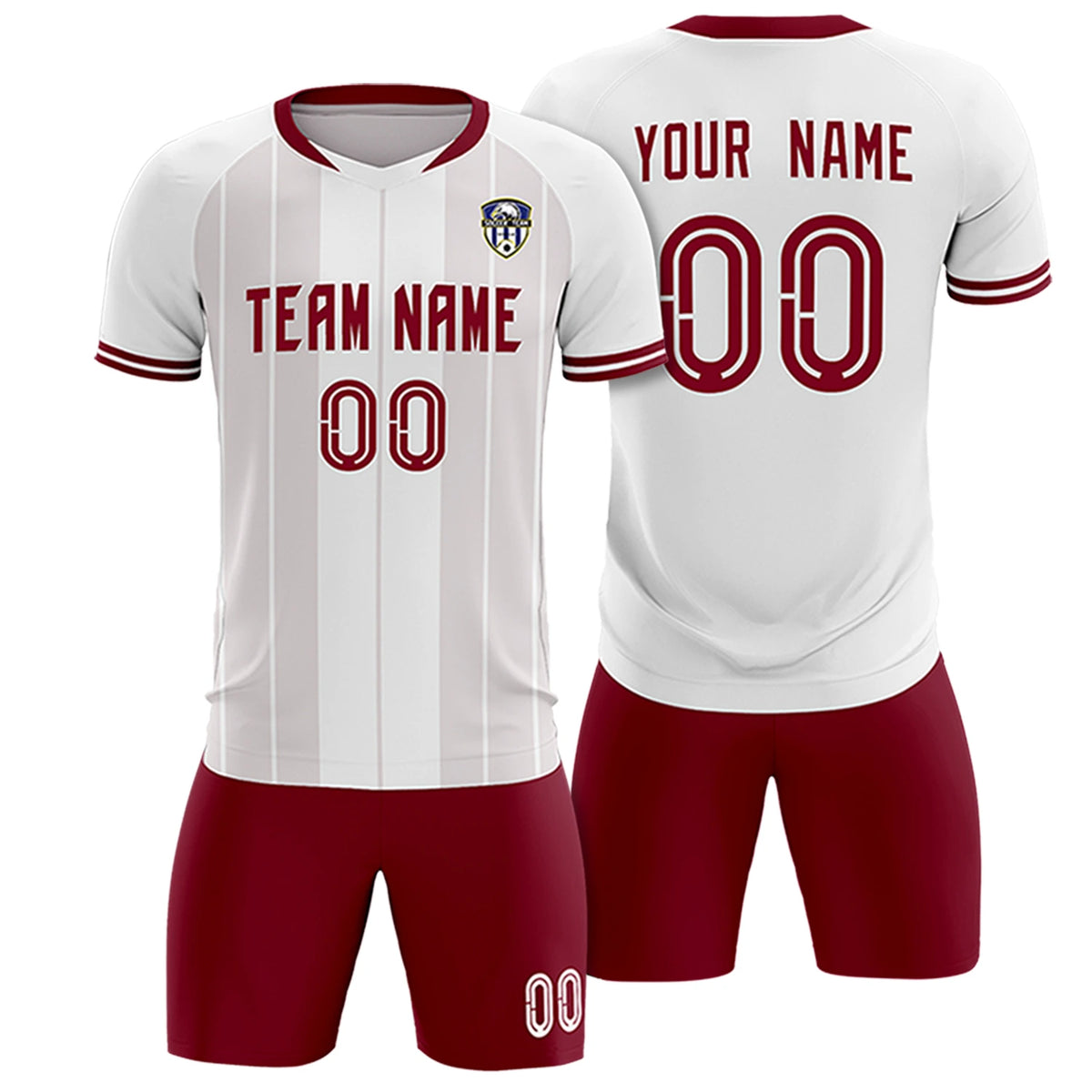 Custom White Crimson-Crimson Design Uniform Soccer Sets Jersey