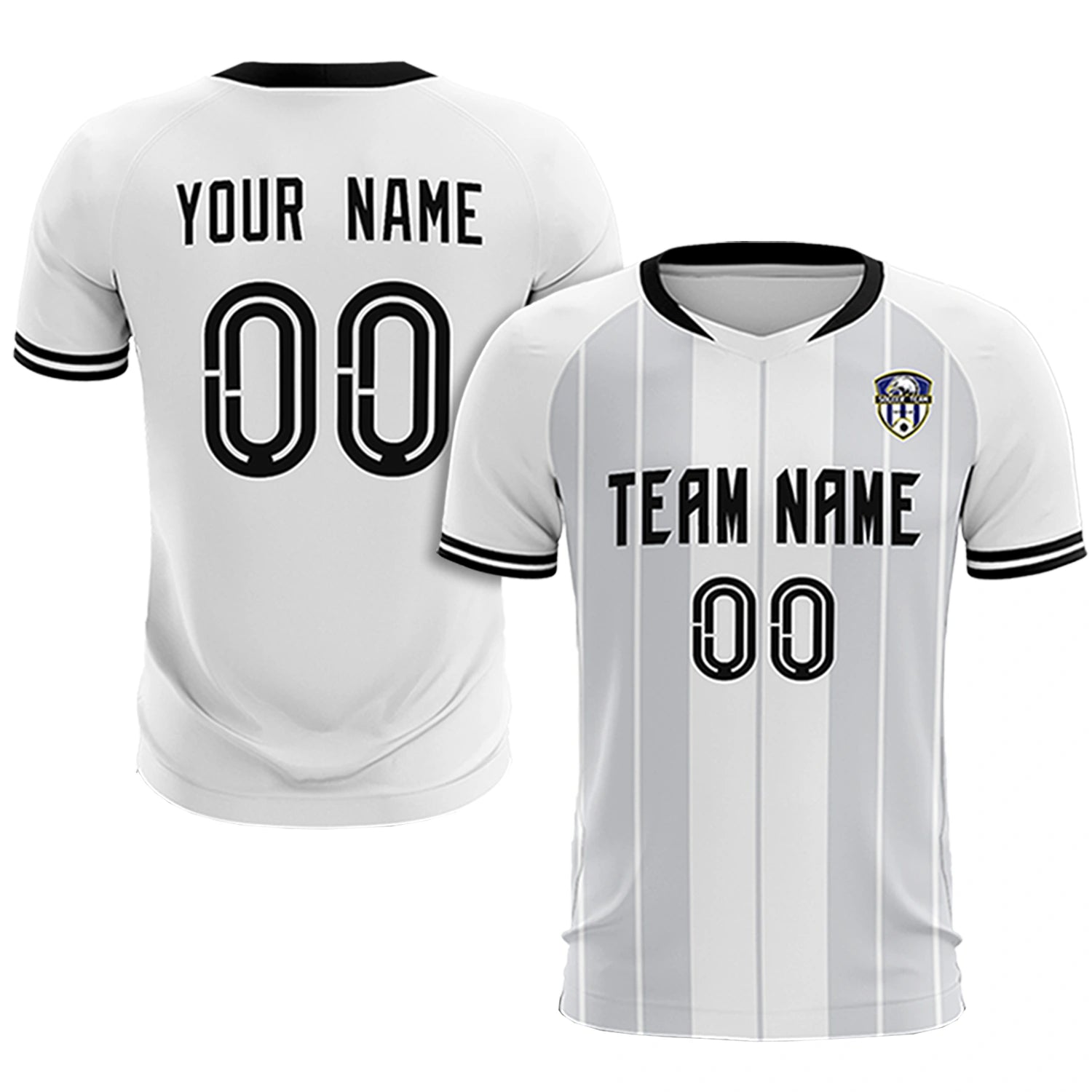 Custom White Black-Black Design Uniform Soccer Sets Jersey
