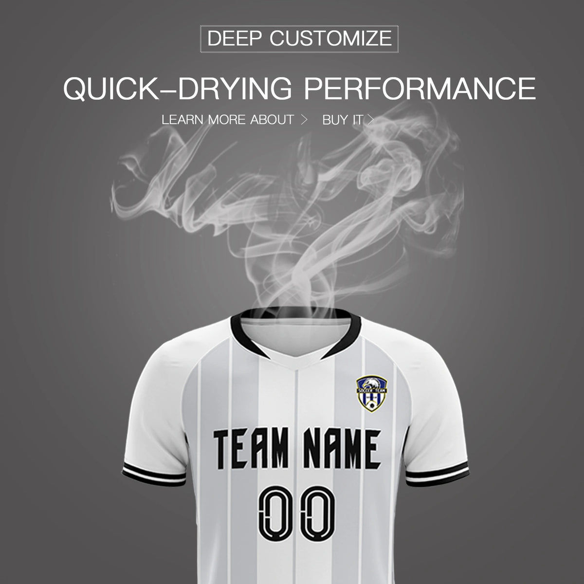 Custom White Black-Black Design Uniform Soccer Sets Jersey