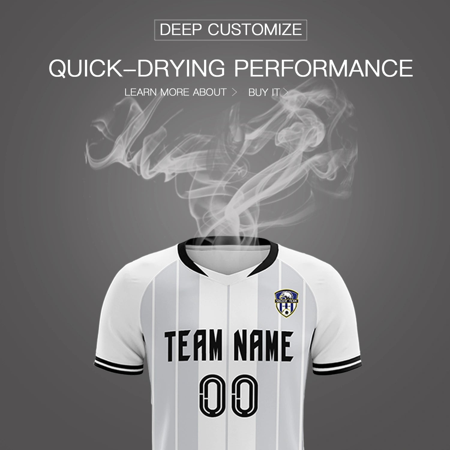 Custom White Black-Black Design Uniform Soccer Sets Jersey