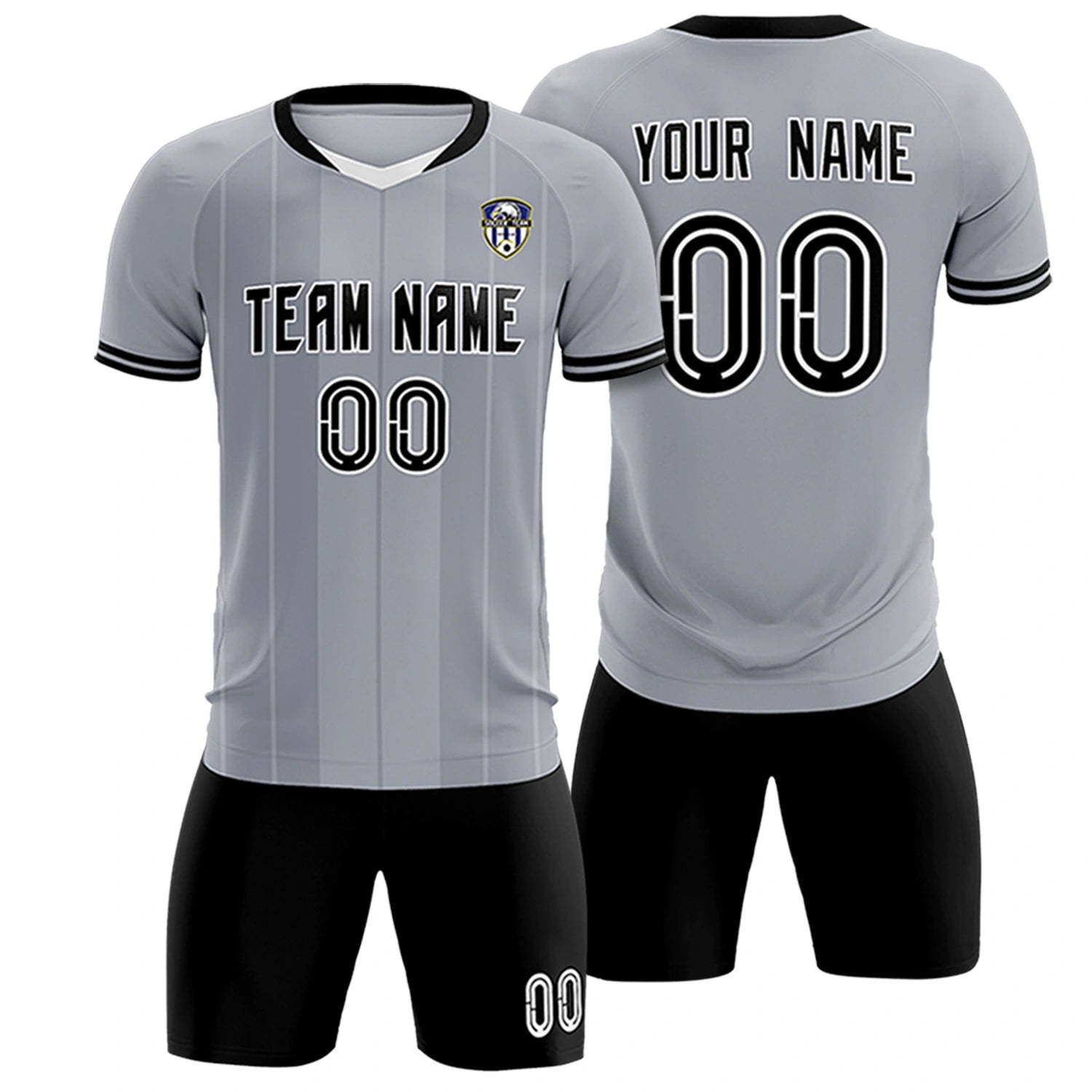 Custom Gray White-Black Design Uniform Soccer Sets Jersey