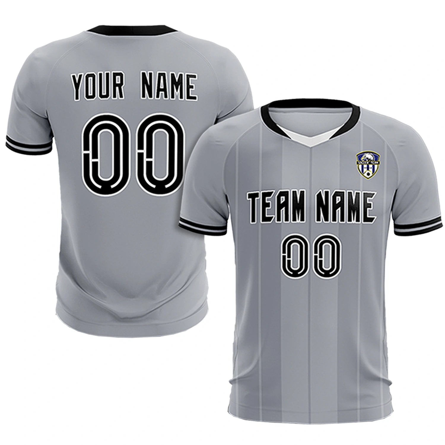 Custom Gray White-Black Design Uniform Soccer Sets Jersey