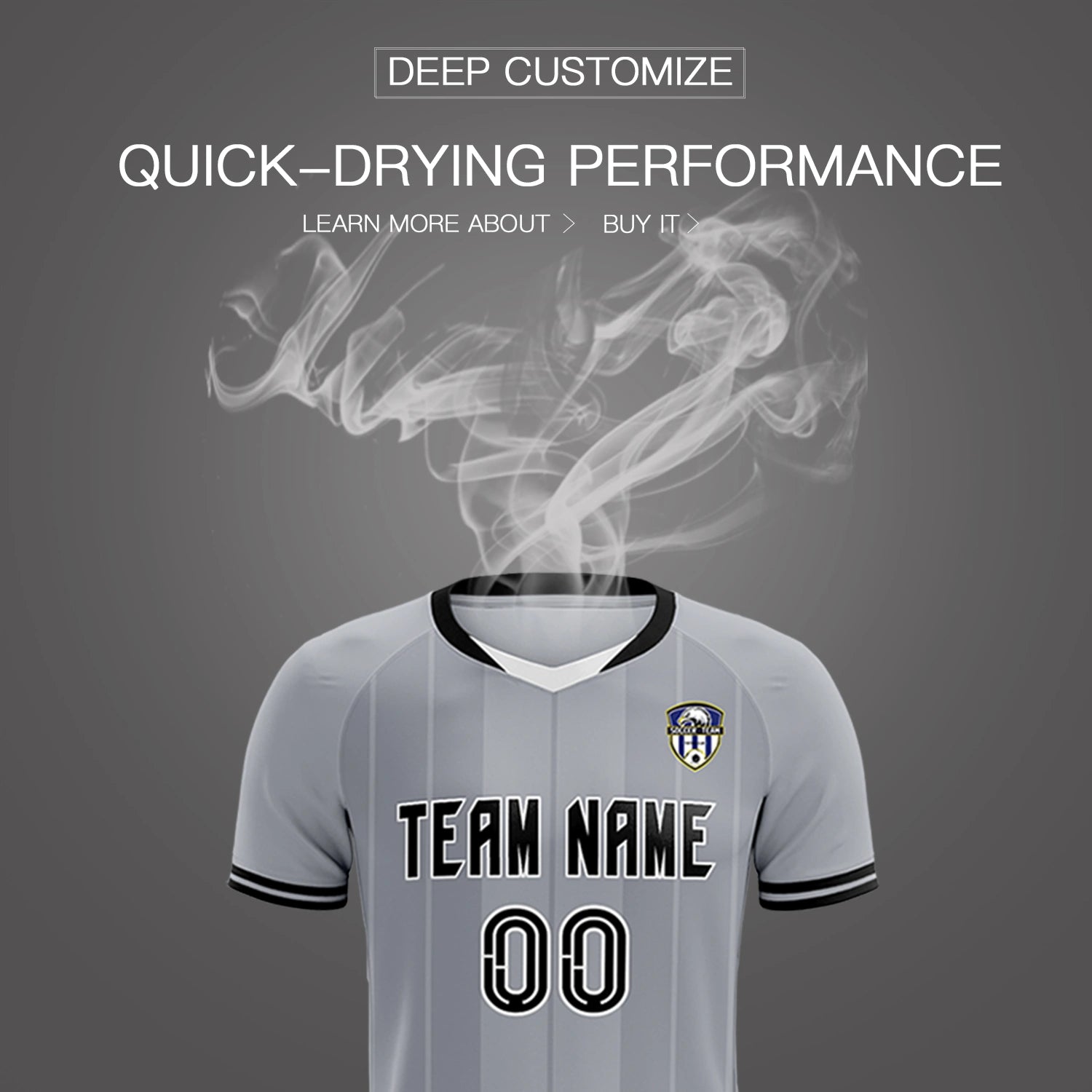 Custom Gray White-Black Design Uniform Soccer Sets Jersey