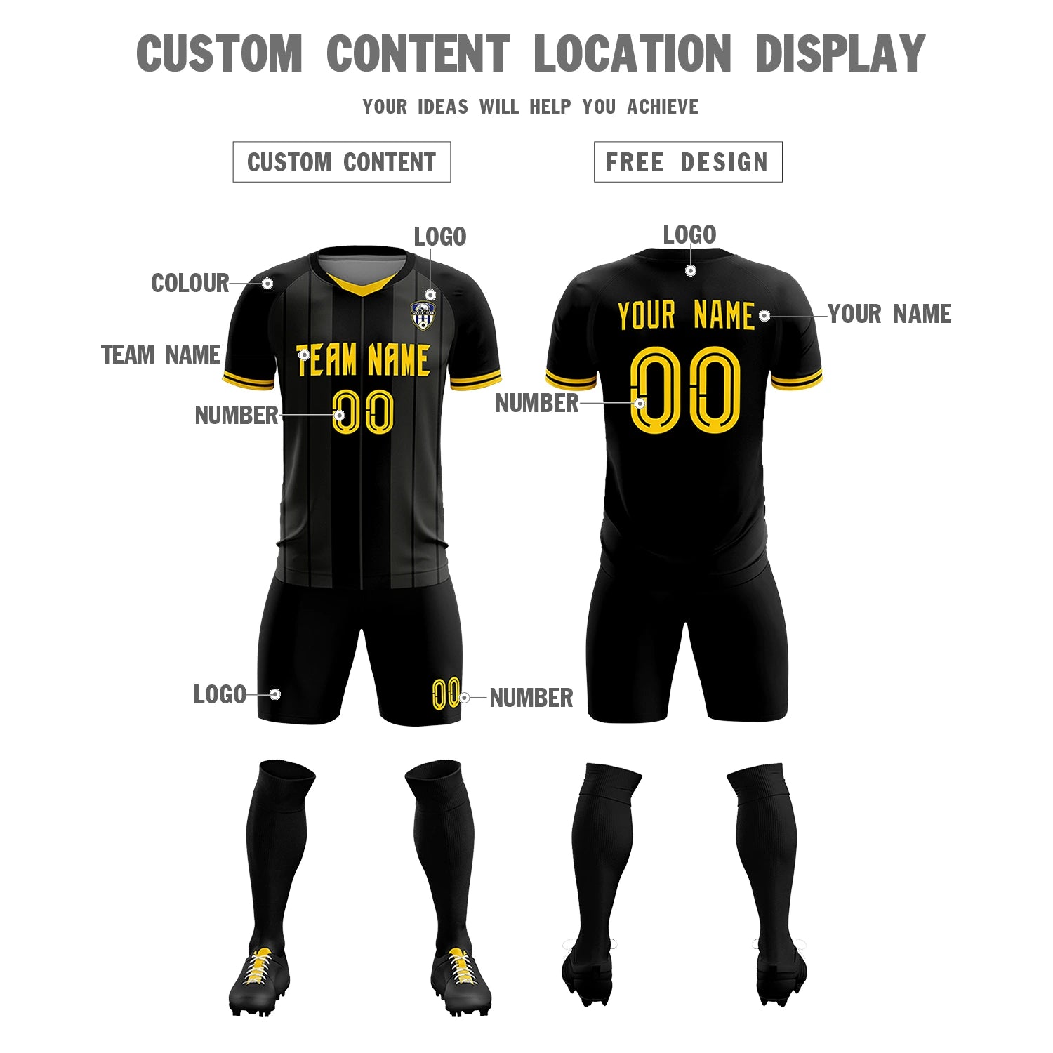 Custom Black Gold 01-Black Design Uniform Soccer Sets Jersey