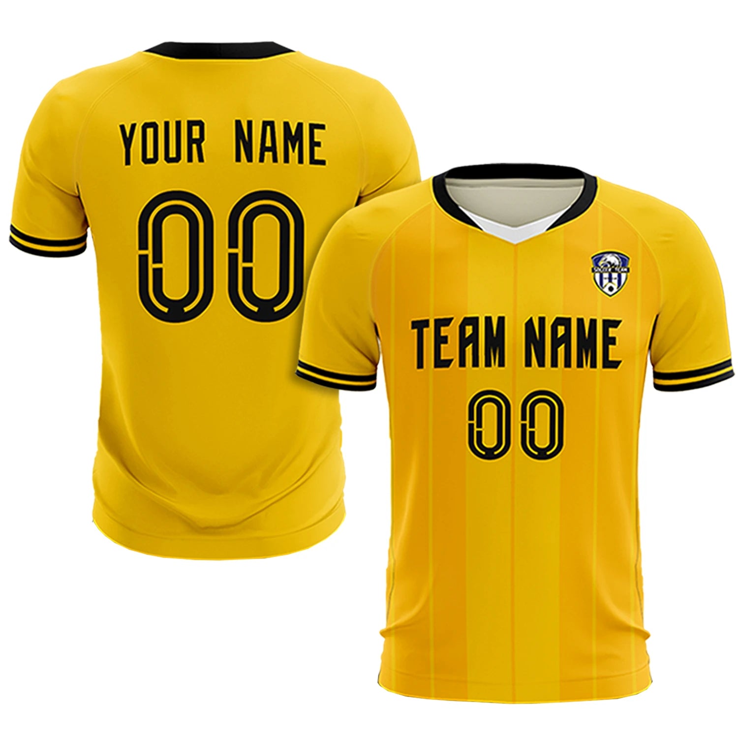 Custom Gold 01 White-Black Design Uniform Soccer Sets Jersey