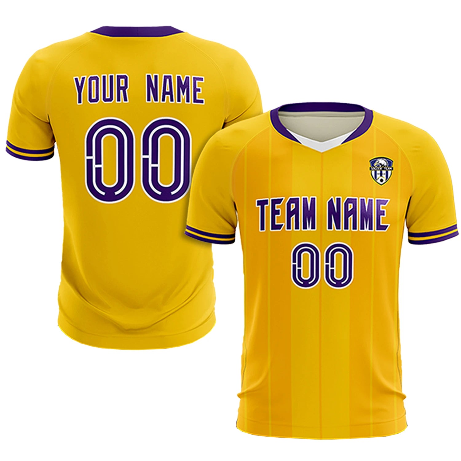 Custom Gold 01 White-Purple Design Uniform Soccer Sets Jersey