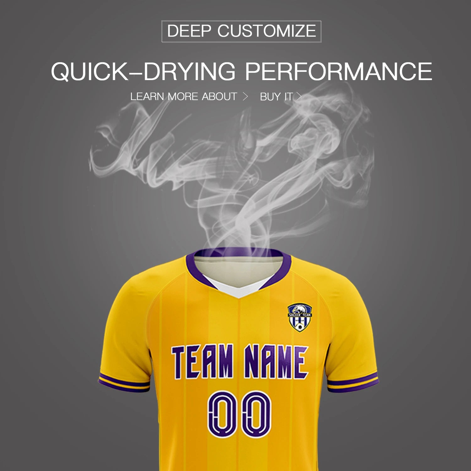 Custom Gold 01 White-Purple Design Uniform Soccer Sets Jersey