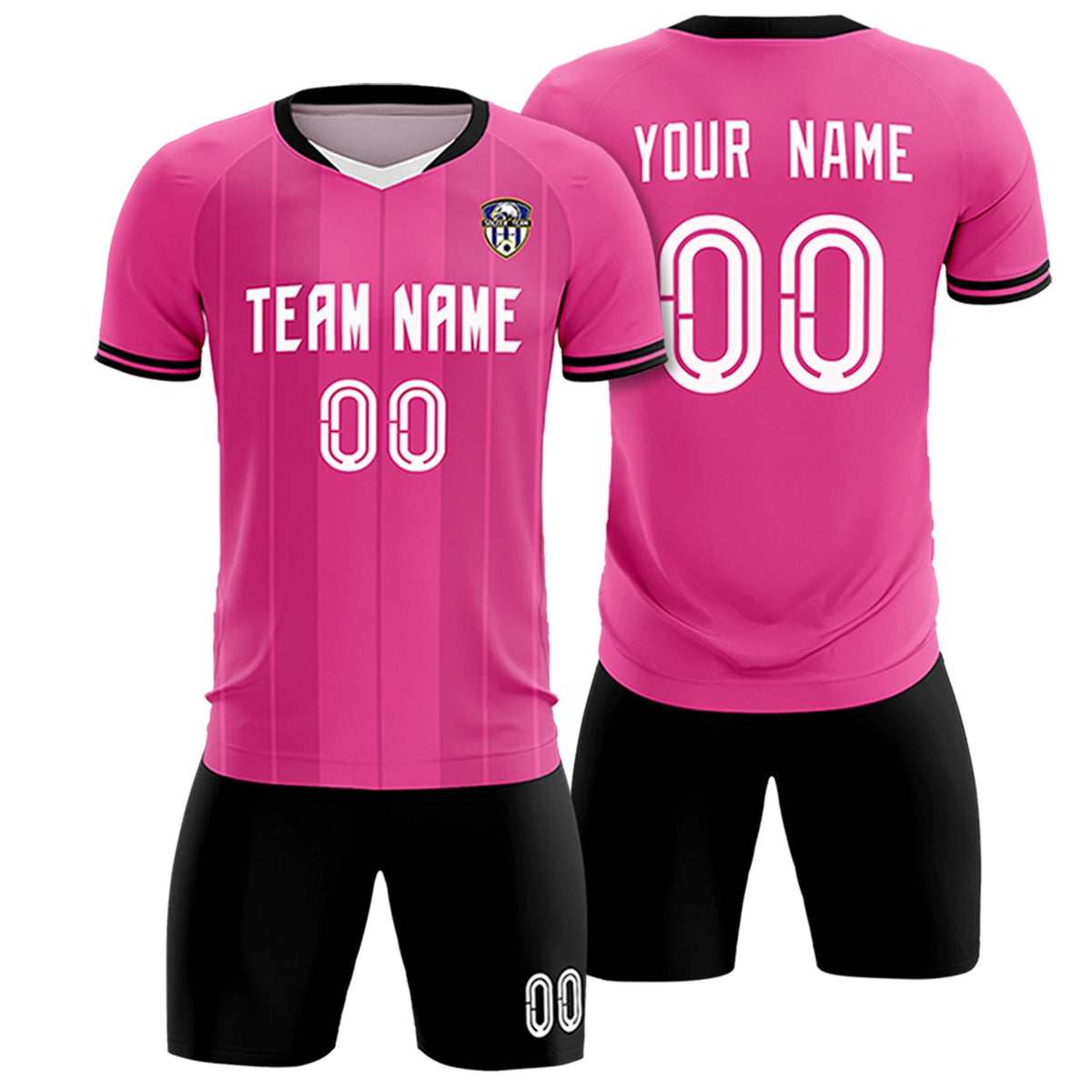 Custom Pink White-Black Design Uniform Soccer Sets Jersey