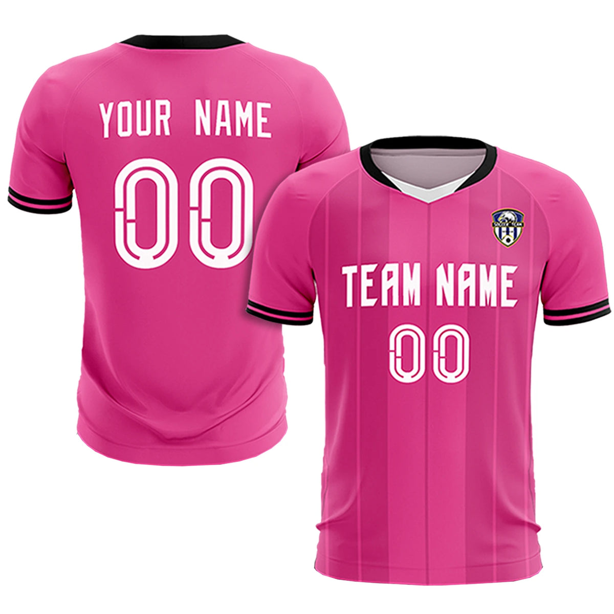 Custom Pink White-Black Design Uniform Soccer Sets Jersey