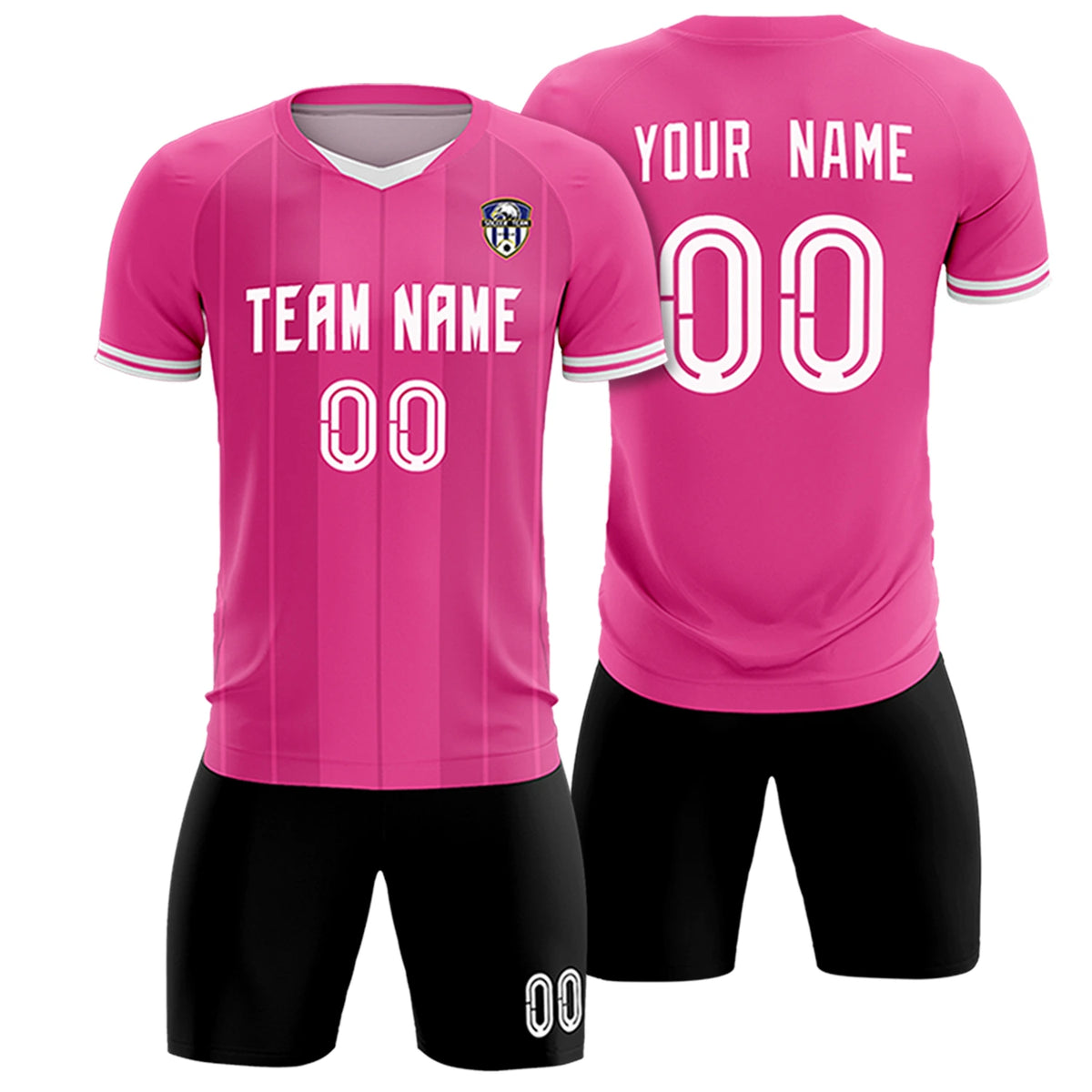 Custom Pink White-Black Design Uniform Soccer Sets Jersey