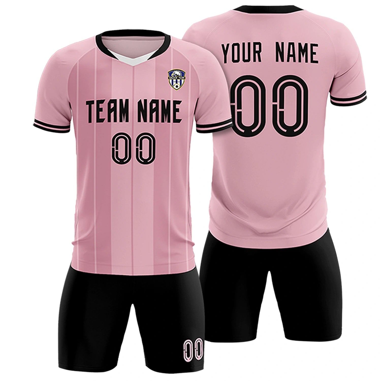 Custom Light Pink White-Black Design Uniform Soccer Sets Jersey