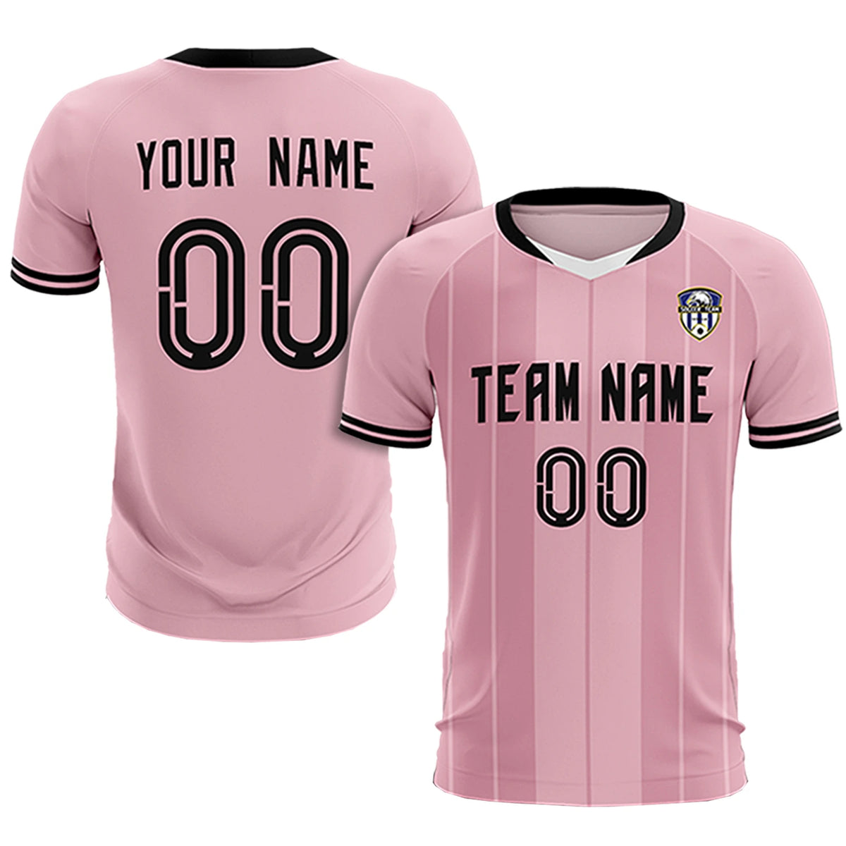 Custom Light Pink White-Black Design Uniform Soccer Sets Jersey