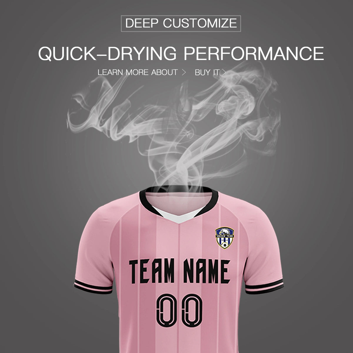 Custom Light Pink White-Black Design Uniform Soccer Sets Jersey