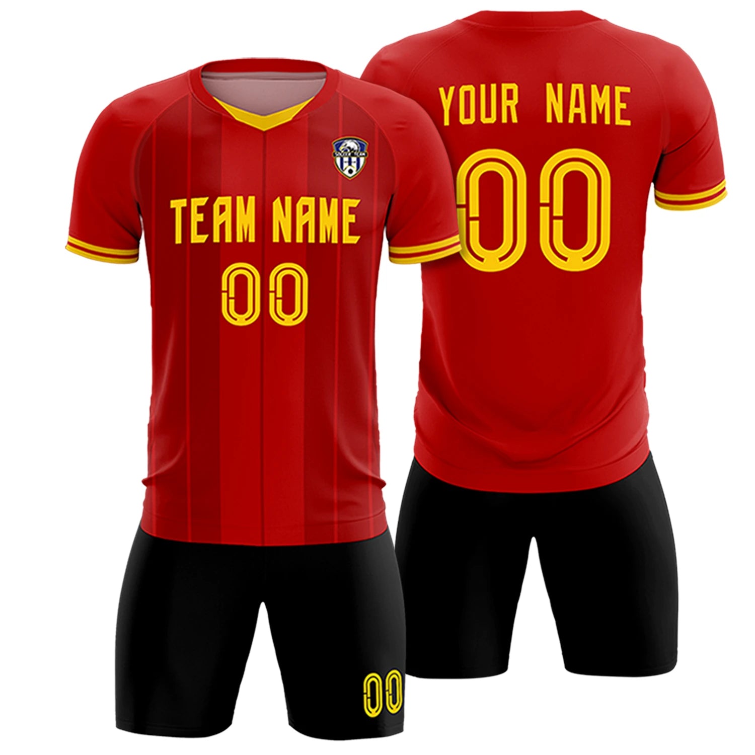 Custom Red Gold 01-Black Design Uniform Soccer Sets Jersey