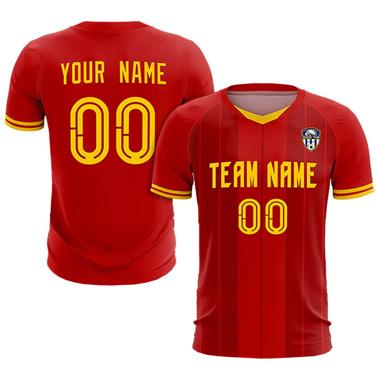 Custom Red Gold 01-Black Design Uniform Soccer Sets Jersey