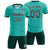 Custom Aqua White-Midnight Green Design Uniform Soccer Sets Jersey