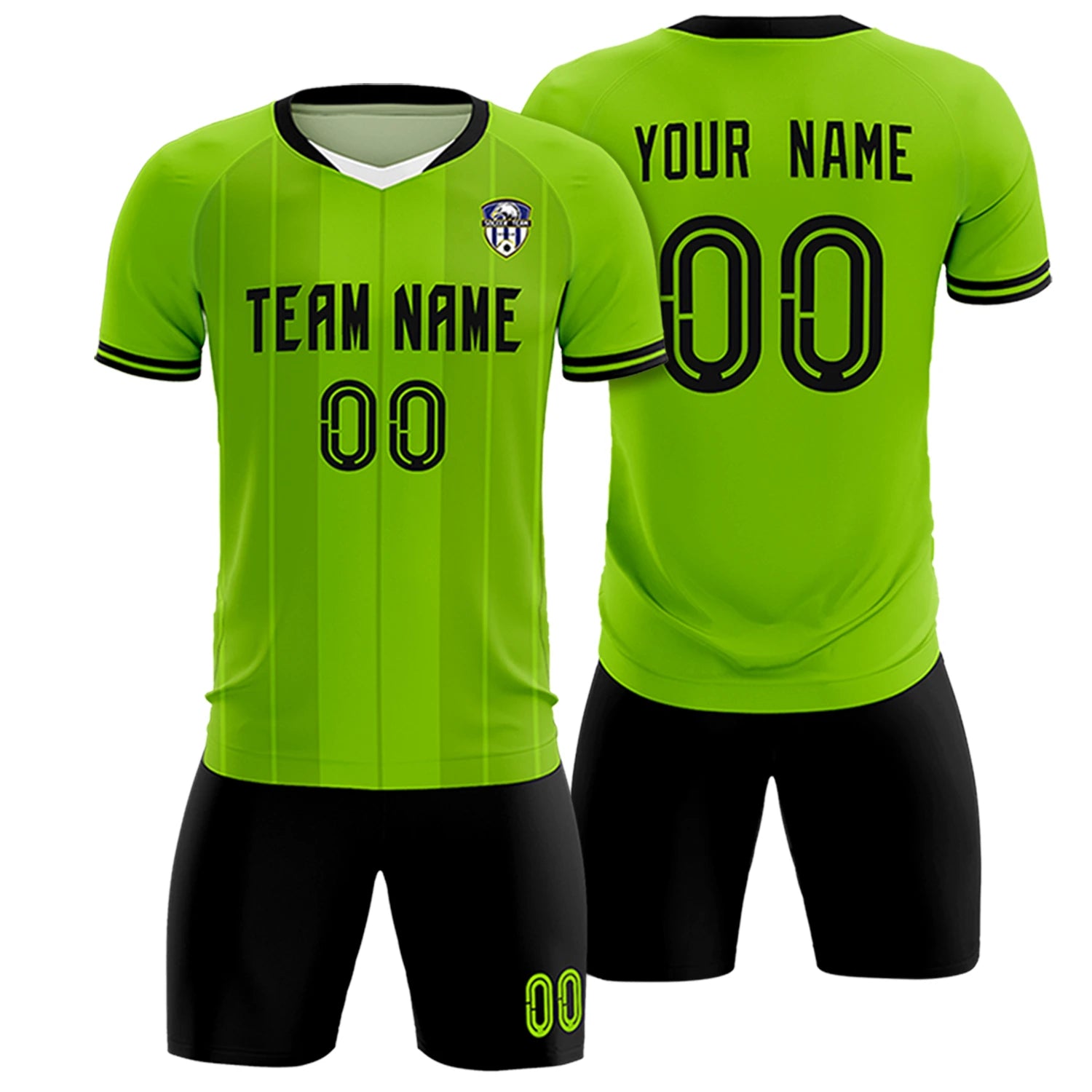 Custom Neon Green White-Black Design Uniform Soccer Sets Jersey