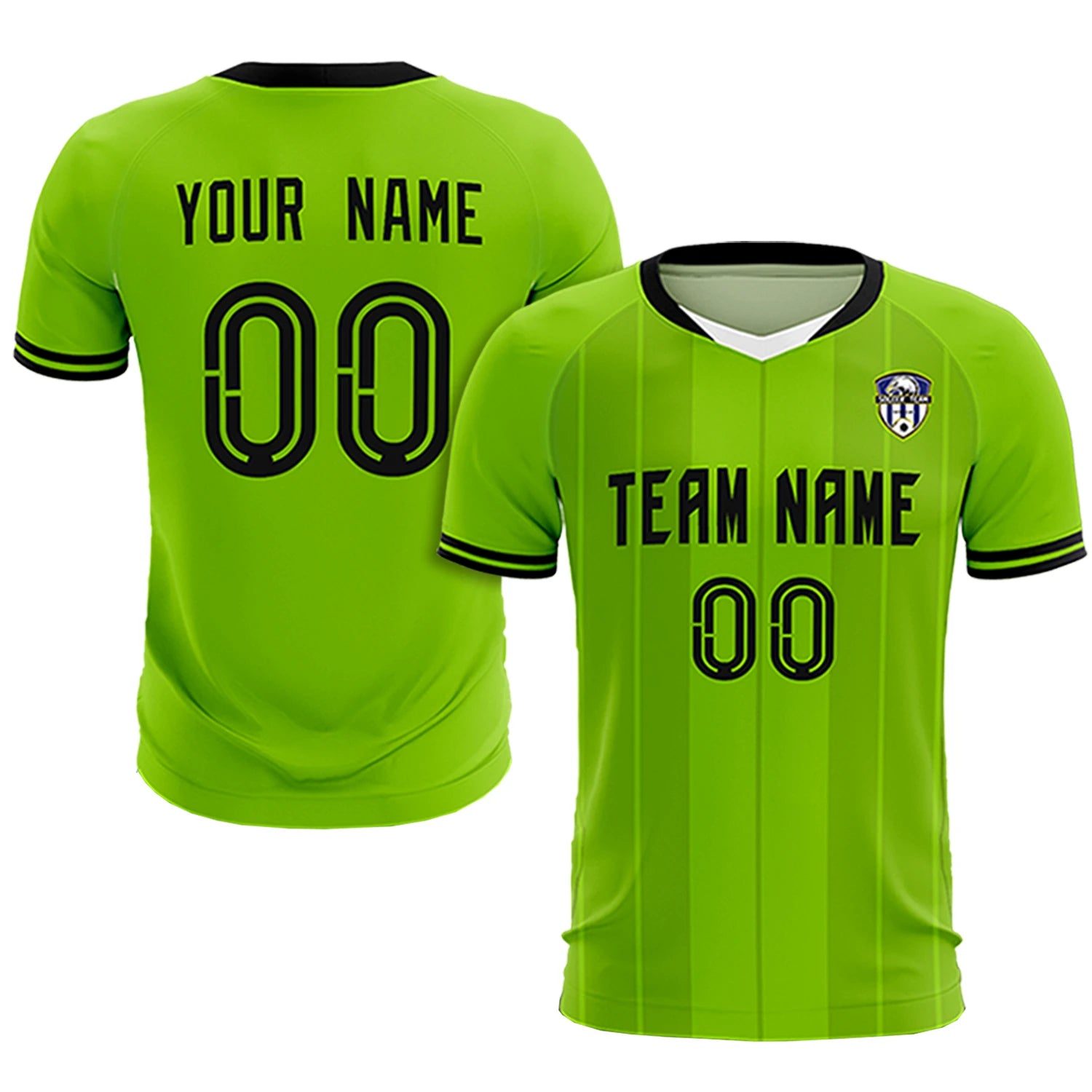 Custom Neon Green White-Black Design Uniform Soccer Sets Jersey