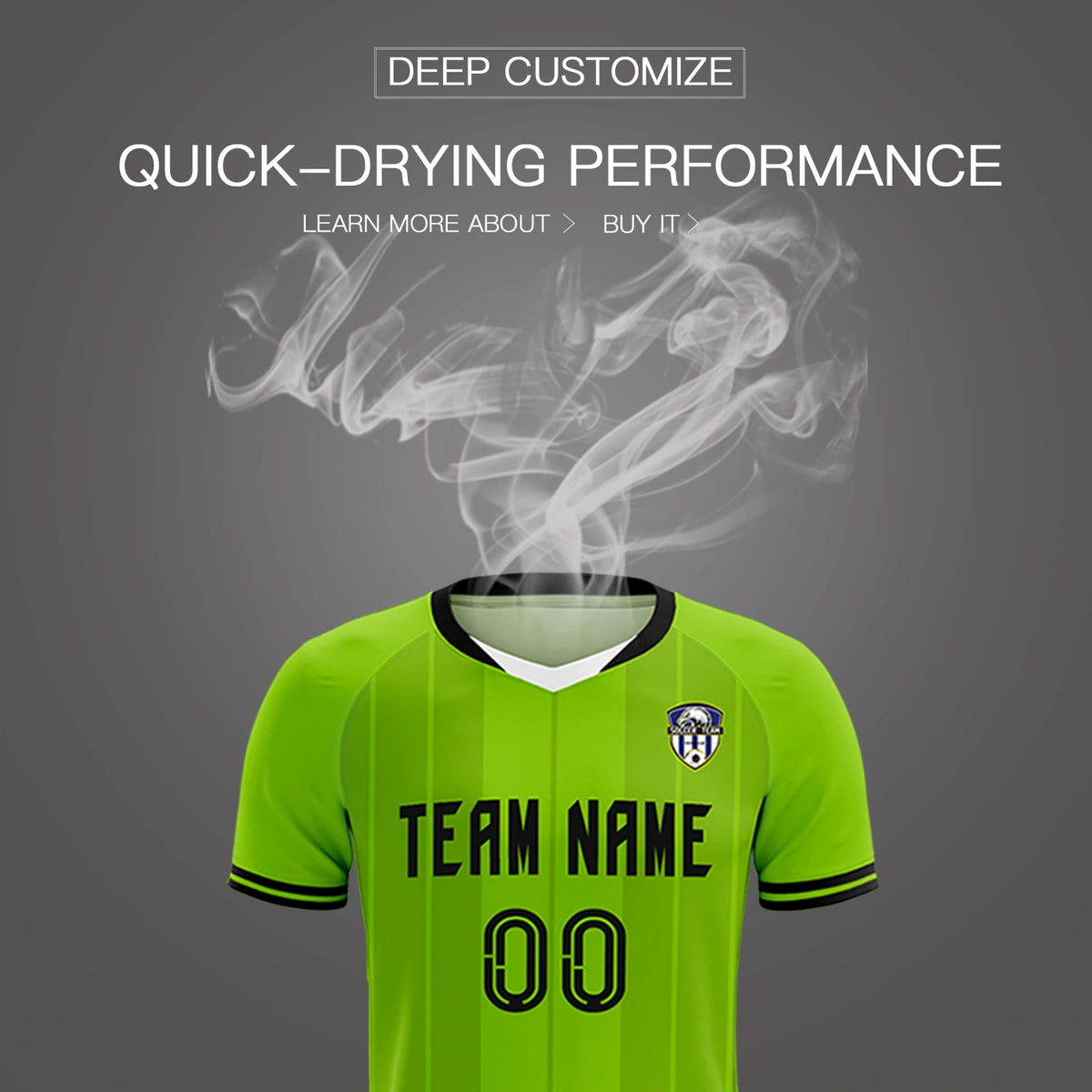Custom Neon Green White-Black Design Uniform Soccer Sets Jersey