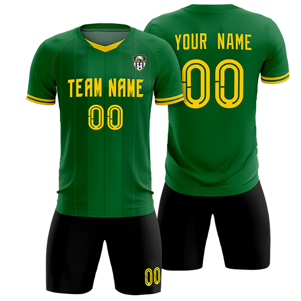 Custom Kelly Green Gold 01-Black Design Uniform Soccer Sets Jersey