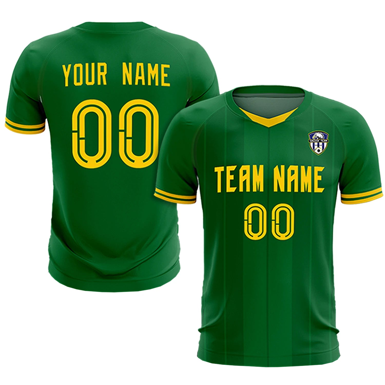 Custom Kelly Green Gold 01-Black Design Uniform Soccer Sets Jersey