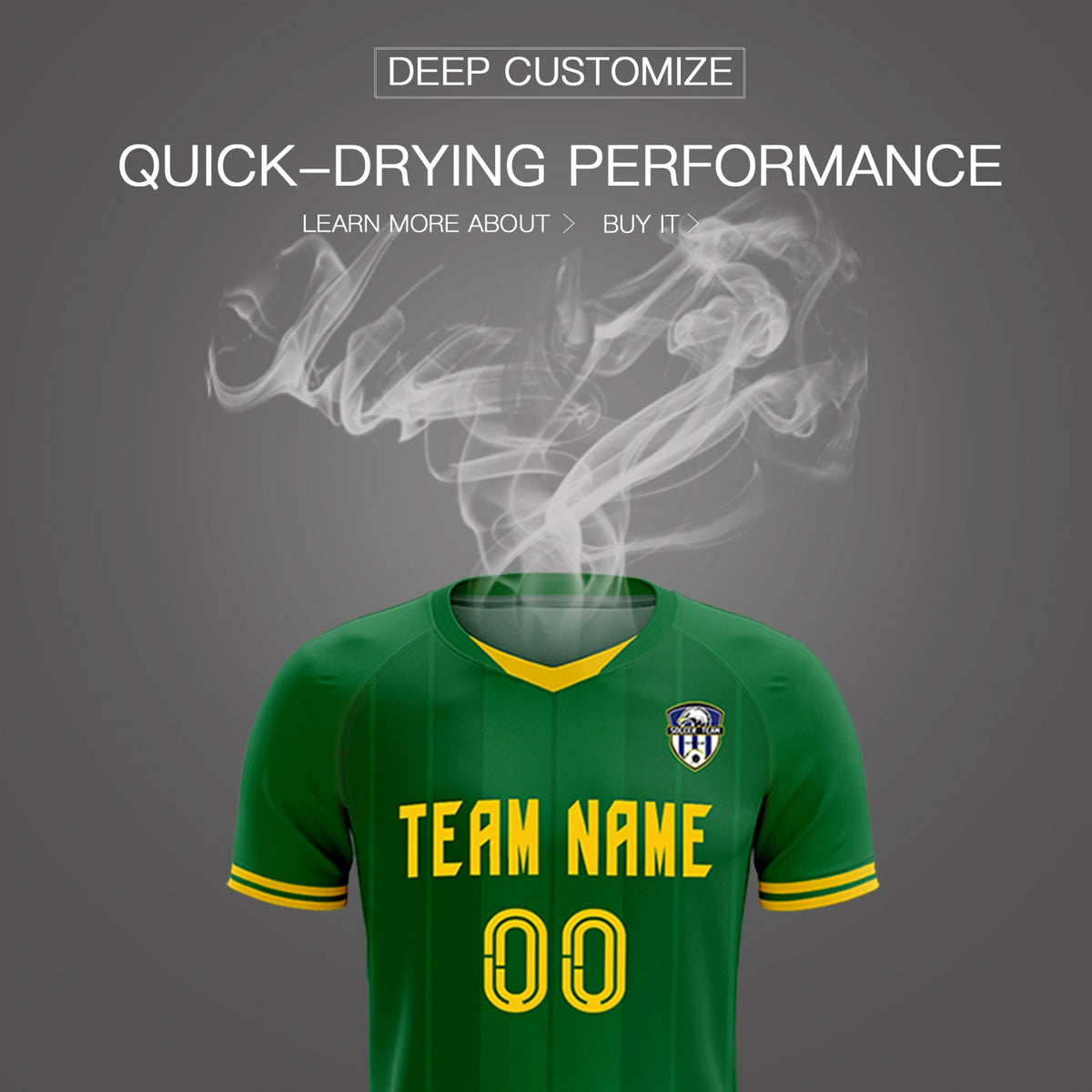 Custom Kelly Green Gold 01-Black Design Uniform Soccer Sets Jersey