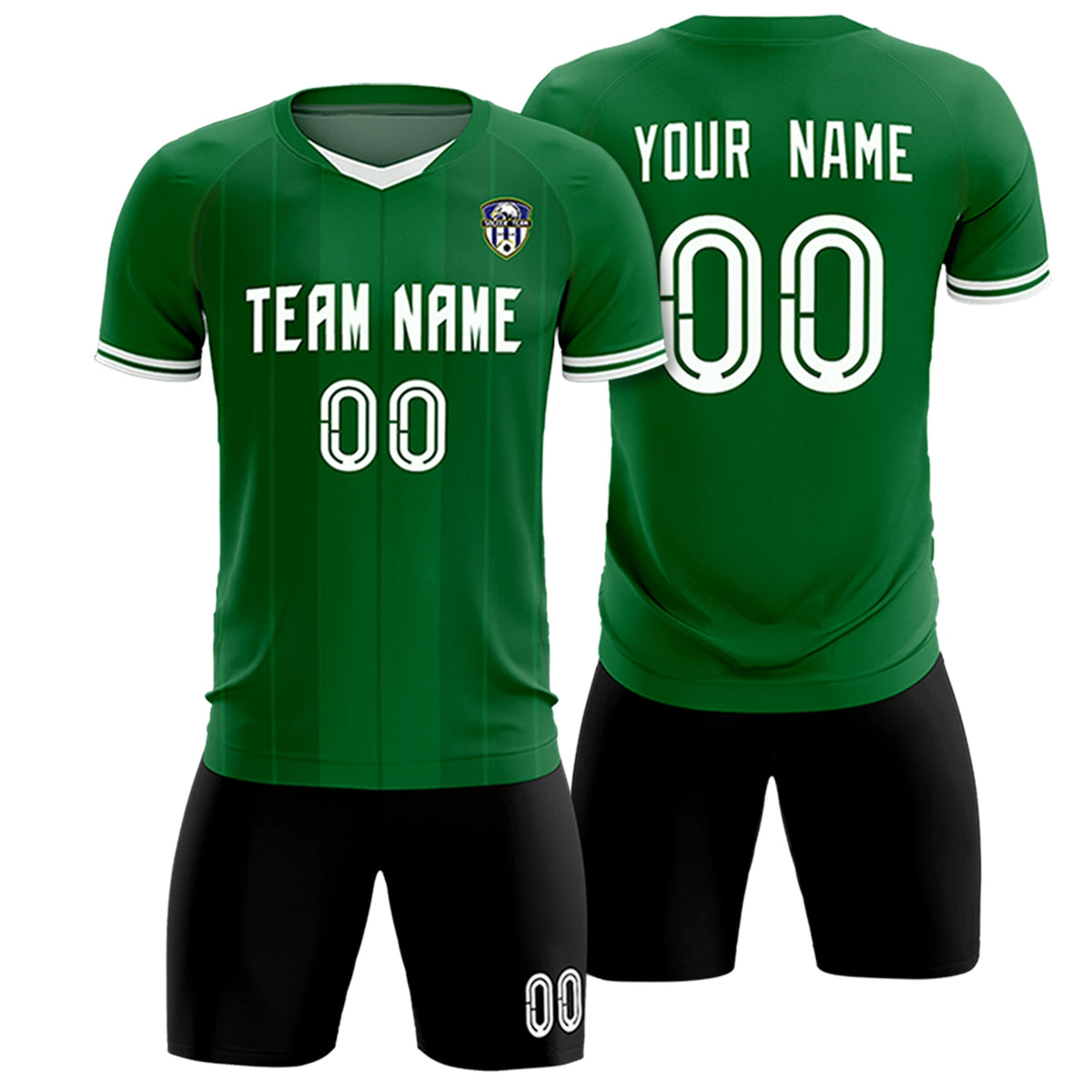 Custom Kelly Green White-Black Design Uniform Soccer Sets Jersey