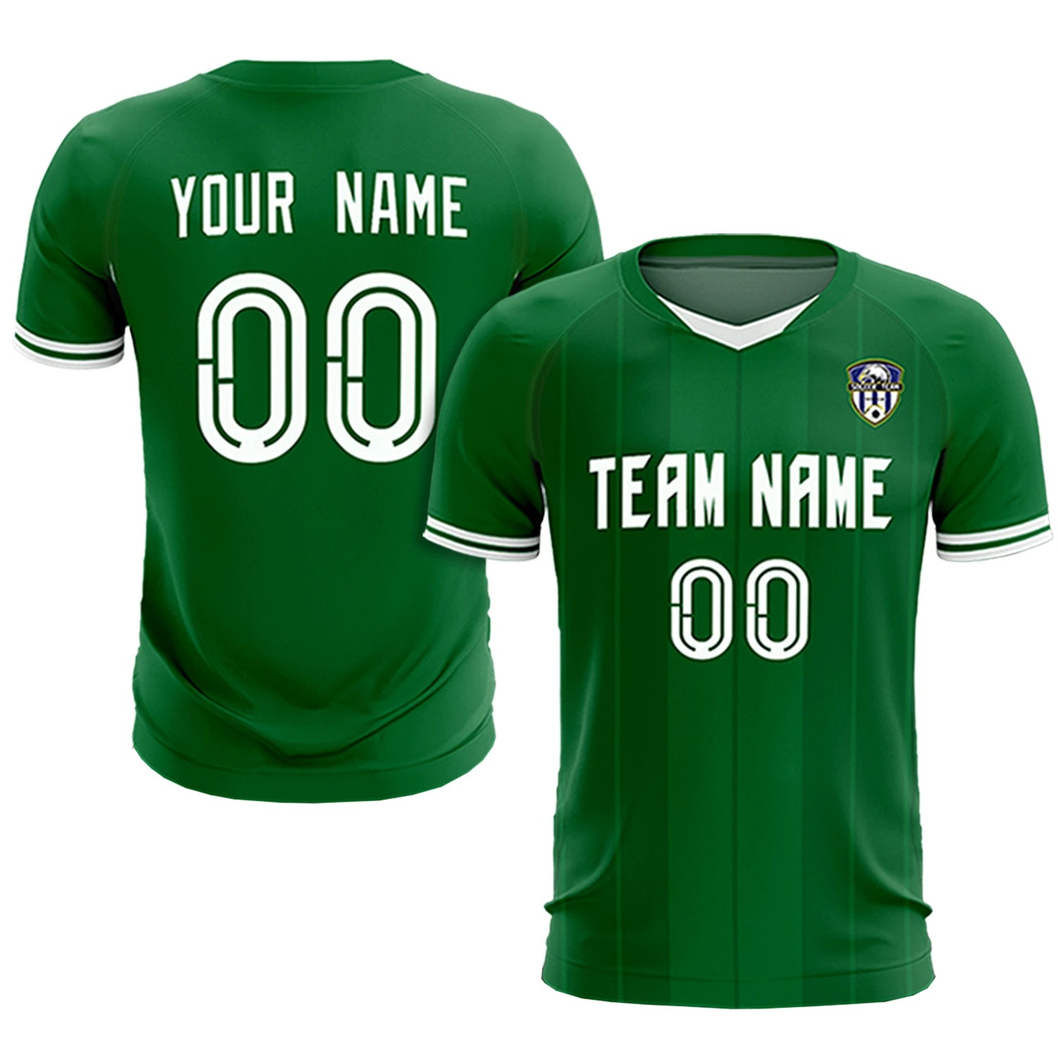 Custom Kelly Green White-Black Design Uniform Soccer Sets Jersey