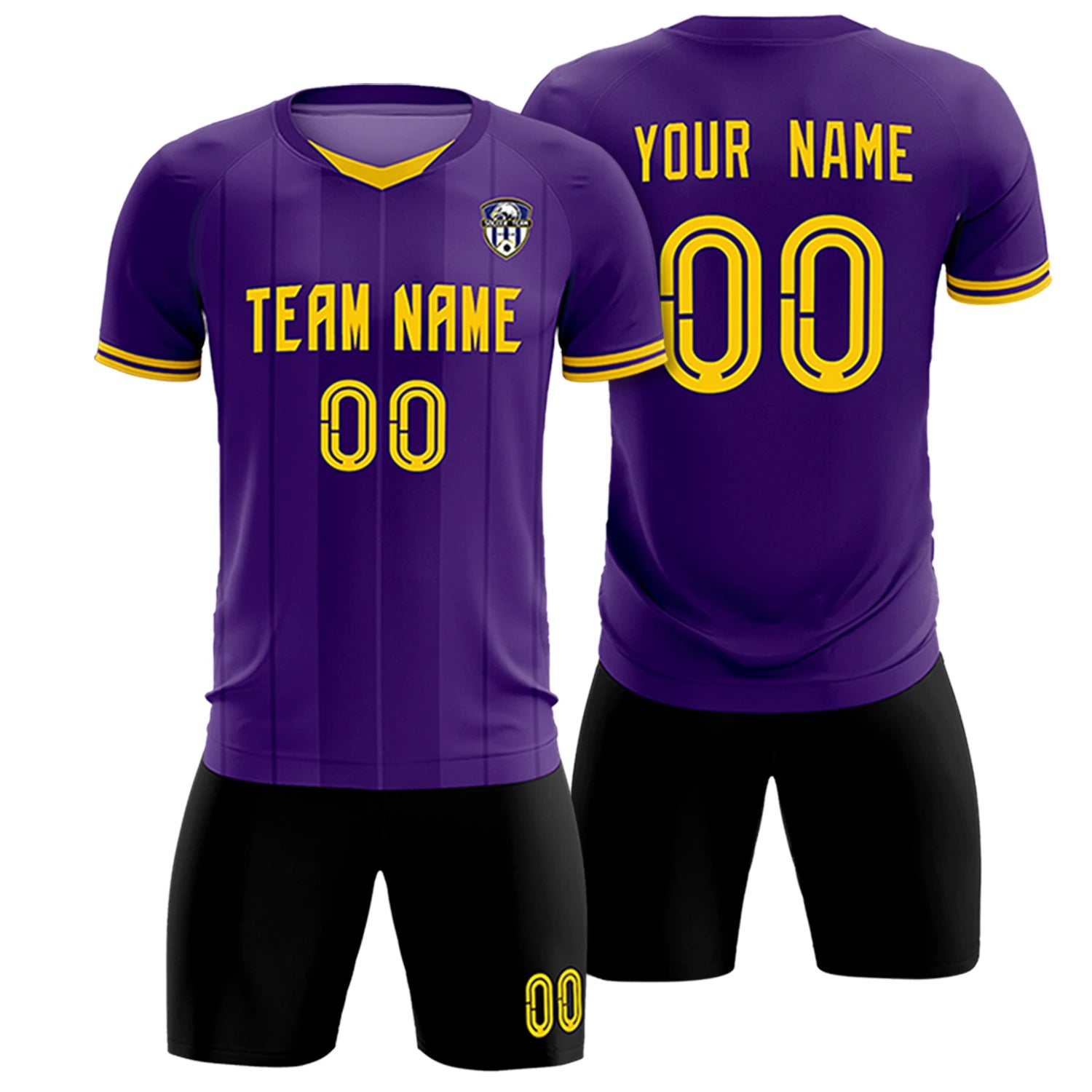 Custom Purple Gold 01-Black Design Uniform Soccer Sets Jersey