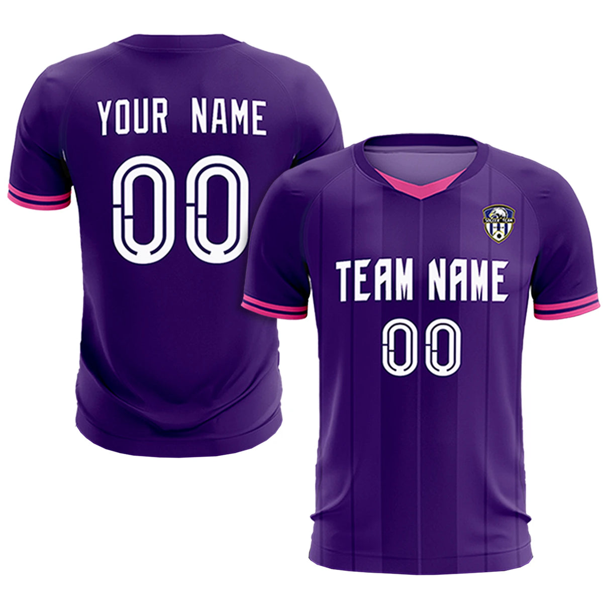 Custom Purple Pink-Black Design Uniform Soccer Sets Jersey
