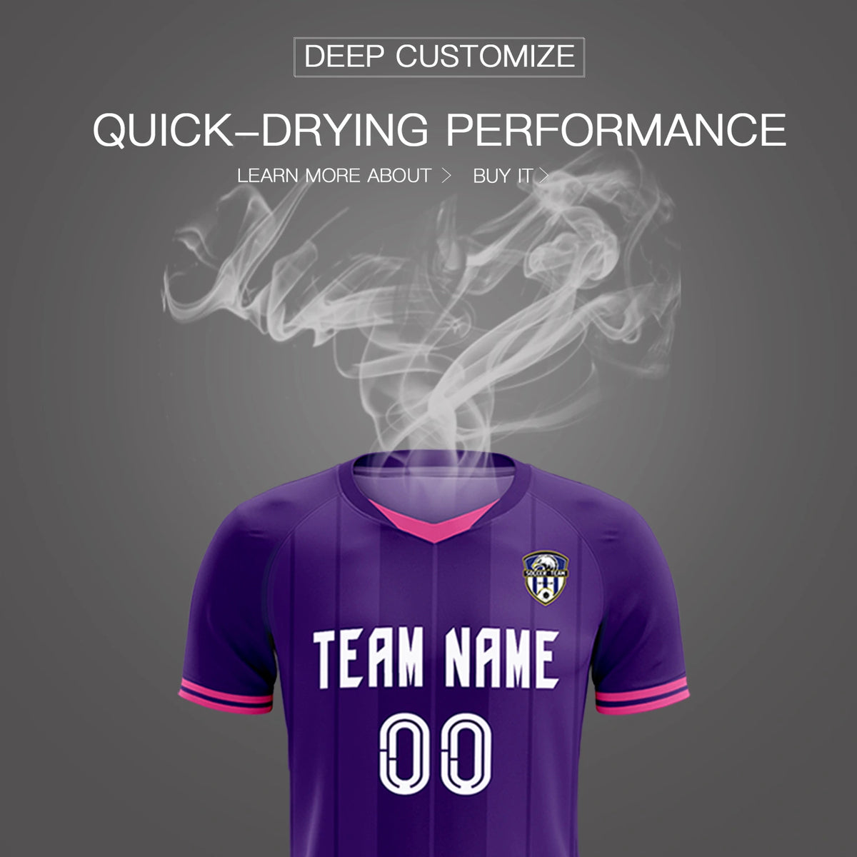 Custom Purple Pink-Black Design Uniform Soccer Sets Jersey
