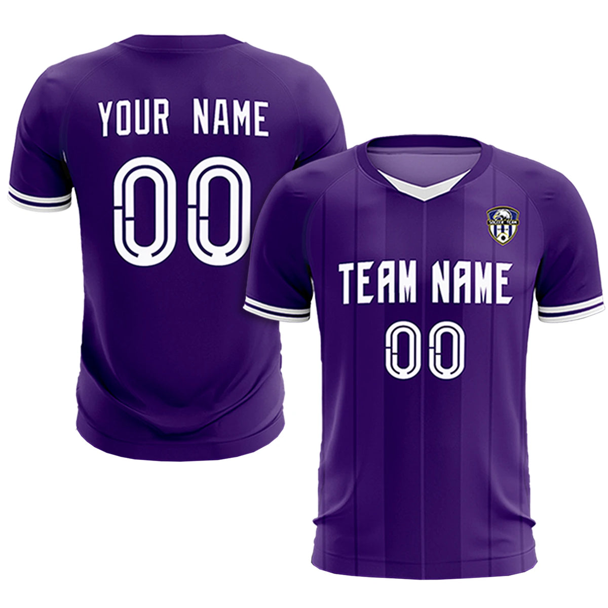 Custom Purple White-Black Design Uniform Soccer Sets Jersey