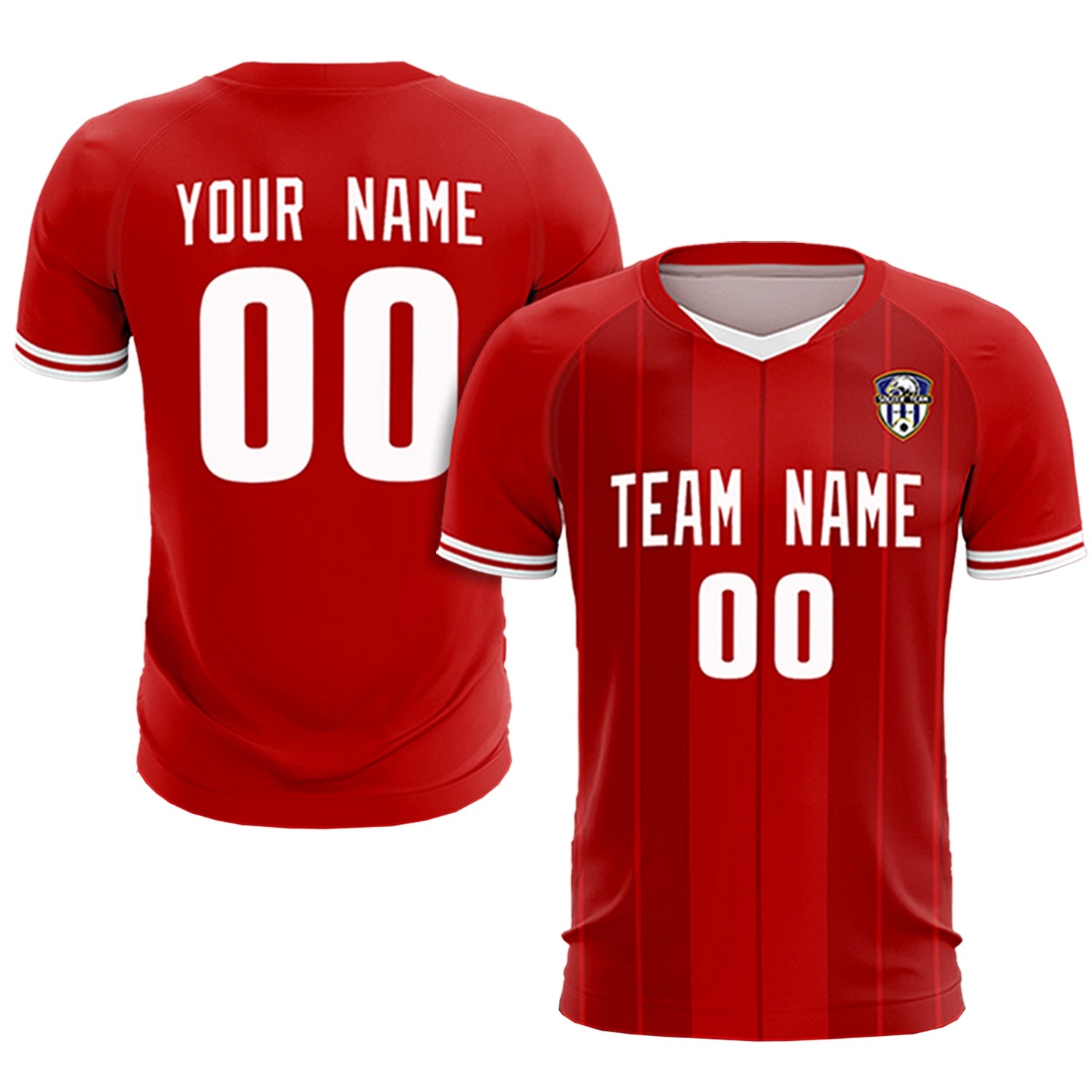Custom Red White-Black Design Uniform Soccer Sets Jersey