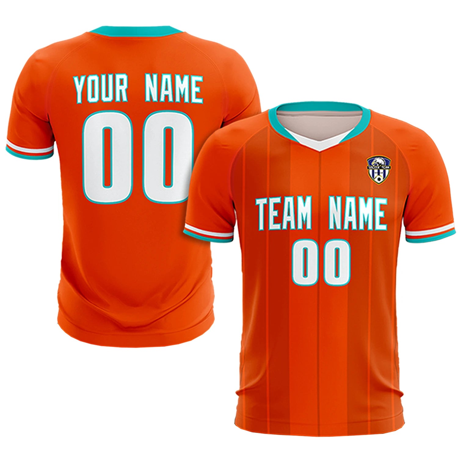 Custom Orange Aqua-Black Design Uniform Soccer Sets Jersey