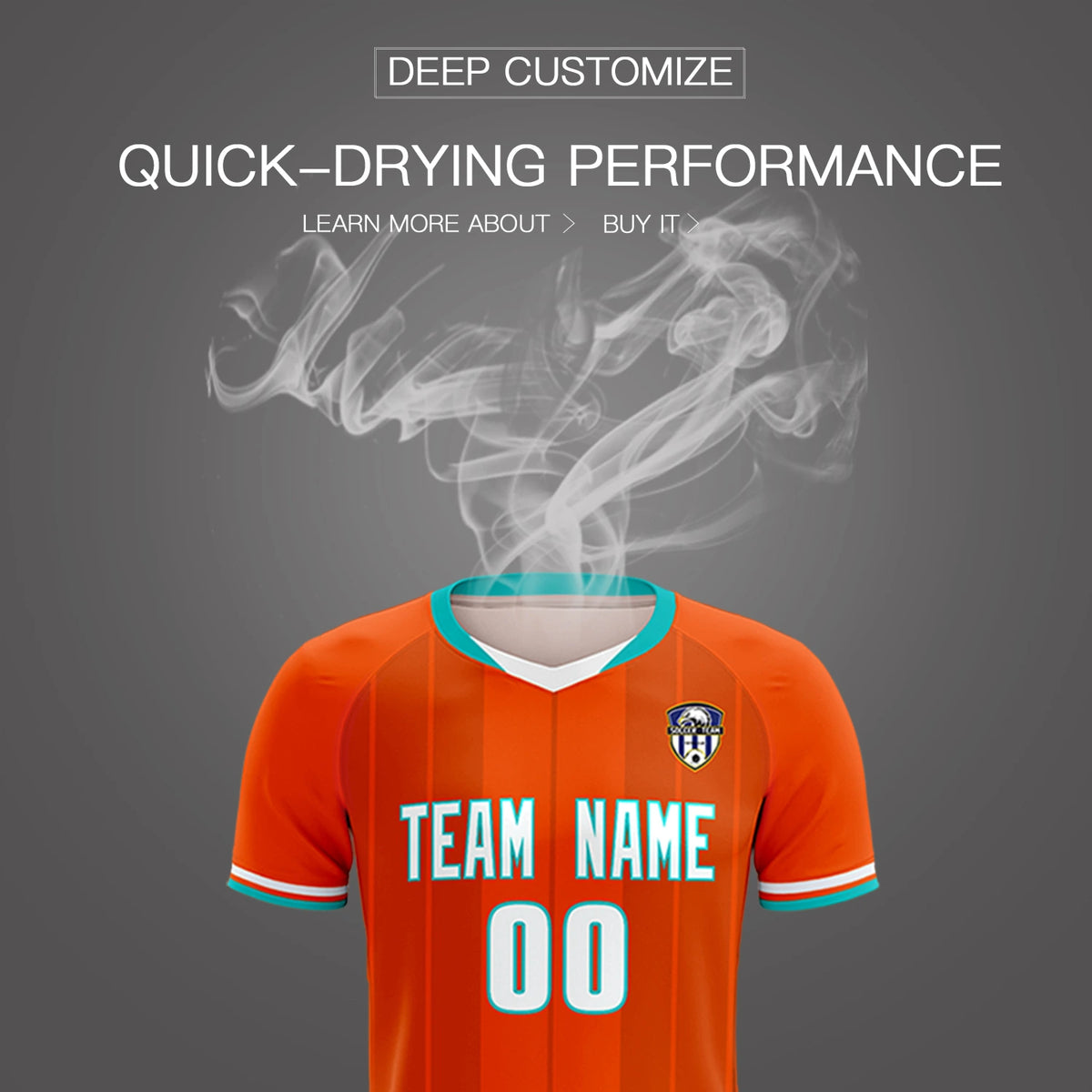 Custom Orange Aqua-Black Design Uniform Soccer Sets Jersey