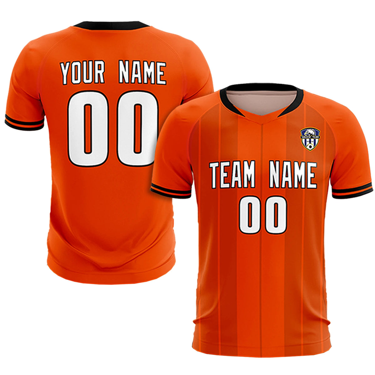 Custom Orange Black-Black Design Uniform Soccer Sets Jersey