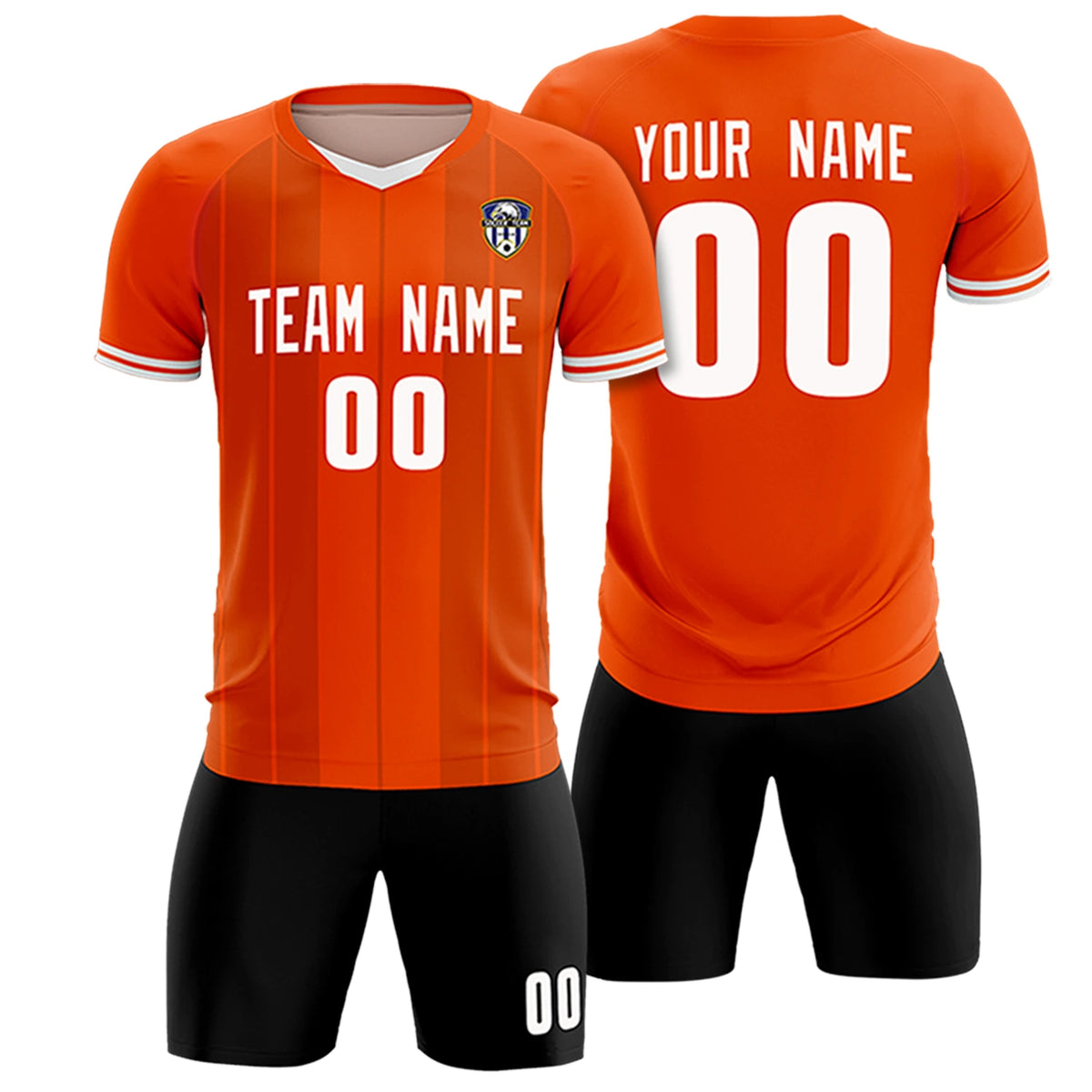 Custom Orange White-Black Design Uniform Soccer Sets Jersey